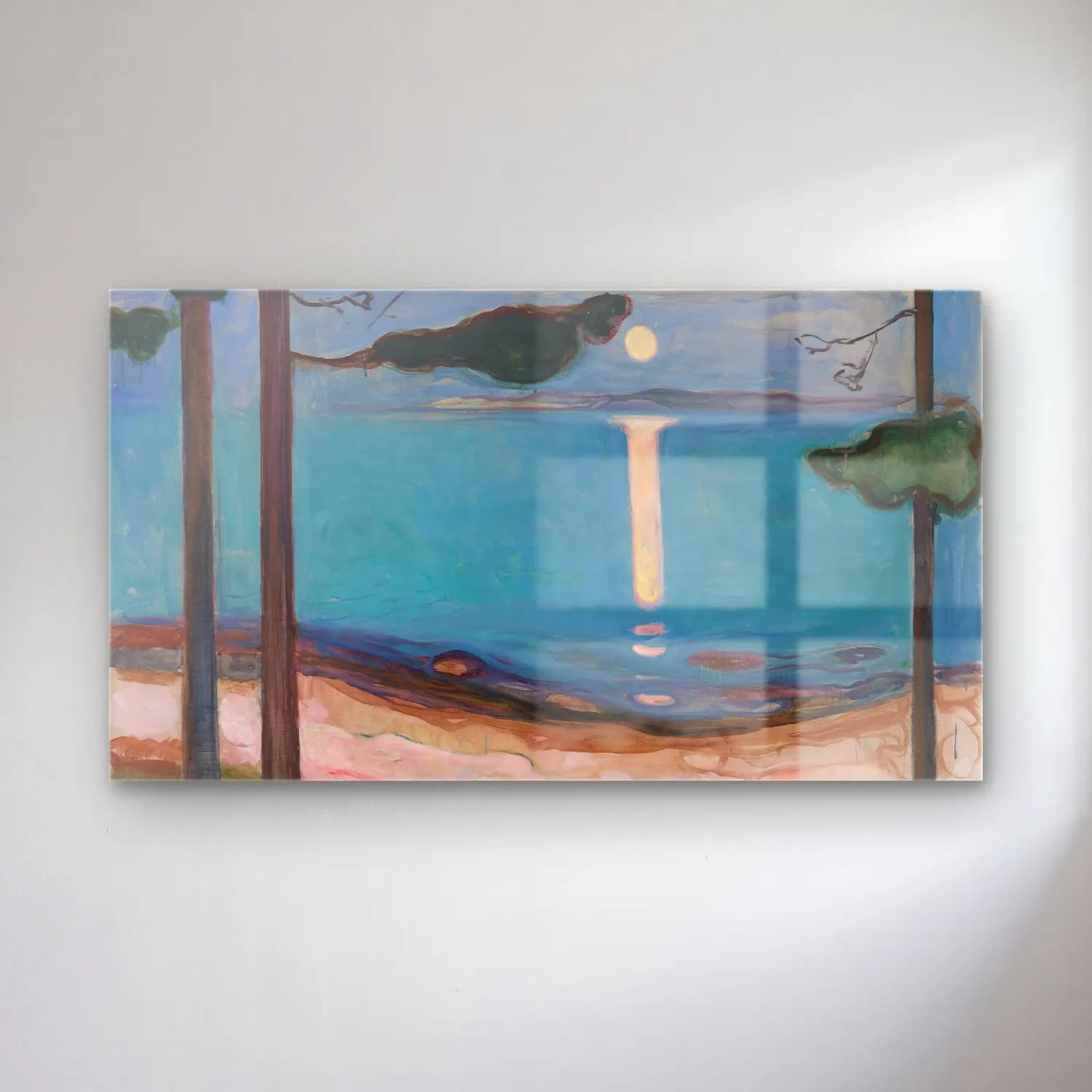 Edvard Munch – Moonlight cam tablo — Edvard Munch – Moonlight — empresyonist gün batımında göl