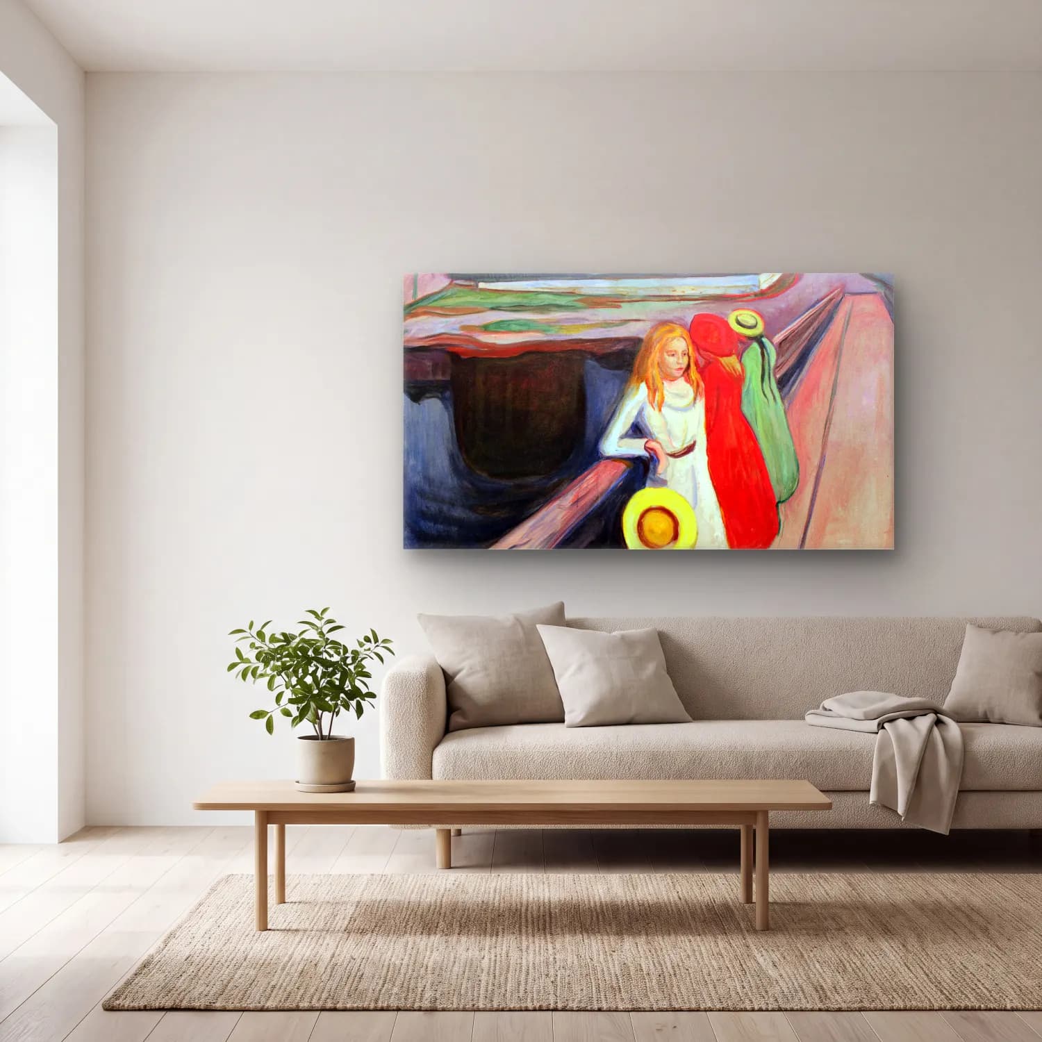 Edvard Munch – Mädchen auf der Brücke cam tablo — açık renk salonda