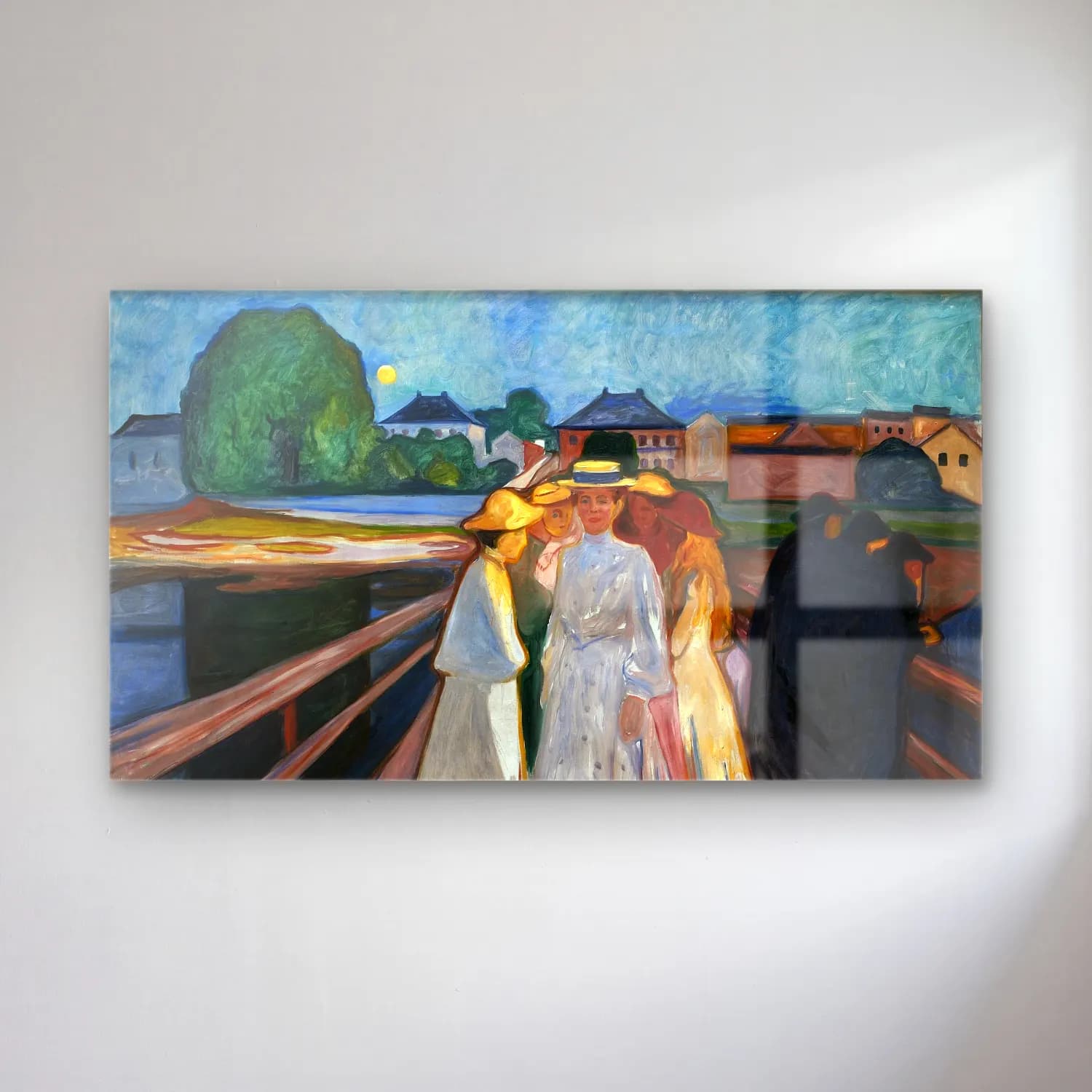 Edvard Munch – On the Bridge cam tablo — Edvard Munch – On the Bridge — empresyonist şapkalı kadın