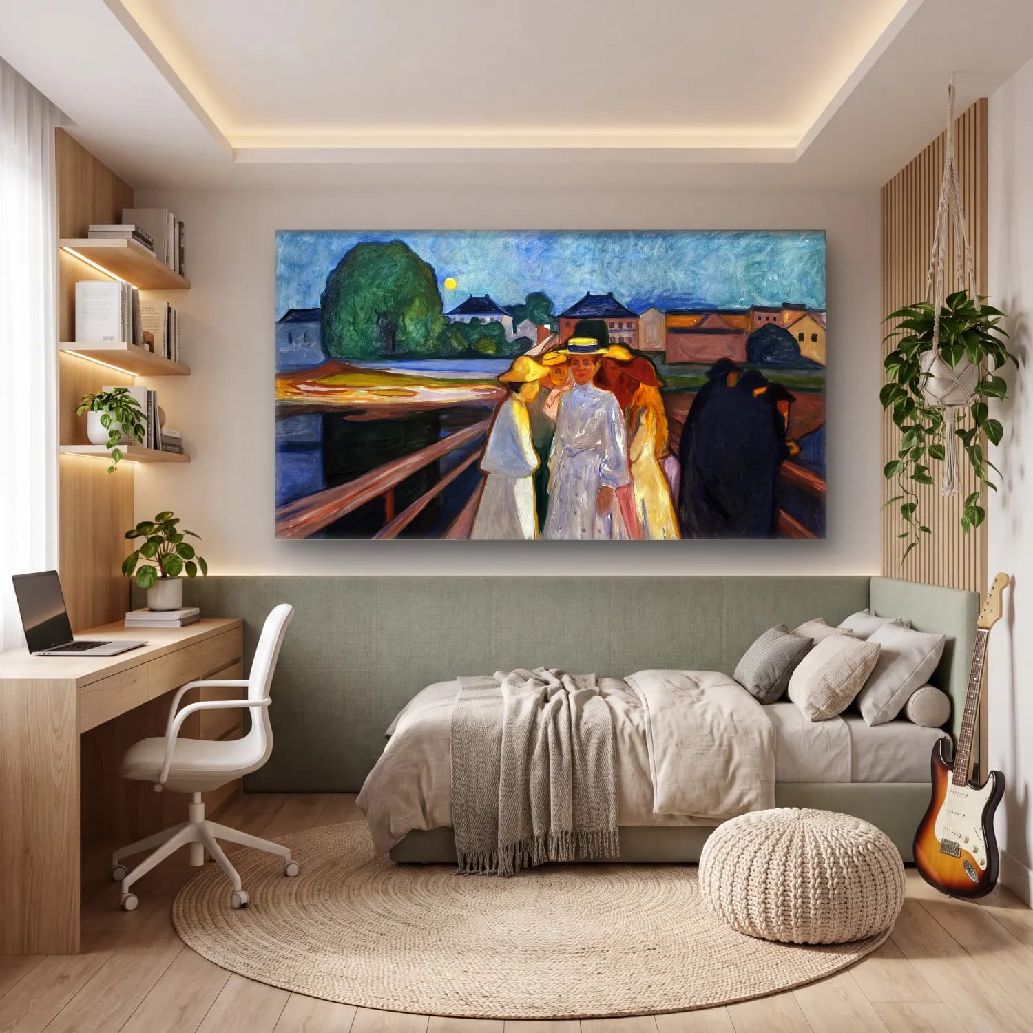 Edvard Munch – On the Bridge cam tablo — genç odasında