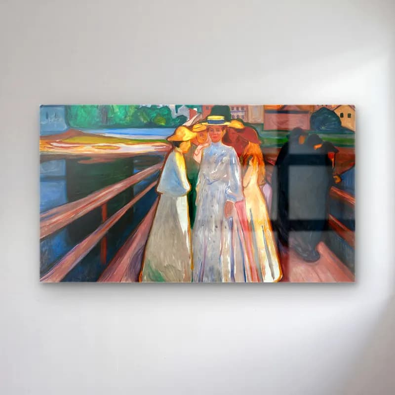 Edvard Munch – On the Bridge Thielska cam tablo — Edvard Munch – On the Bridge Thielska — empresyonist şapkalı kadın