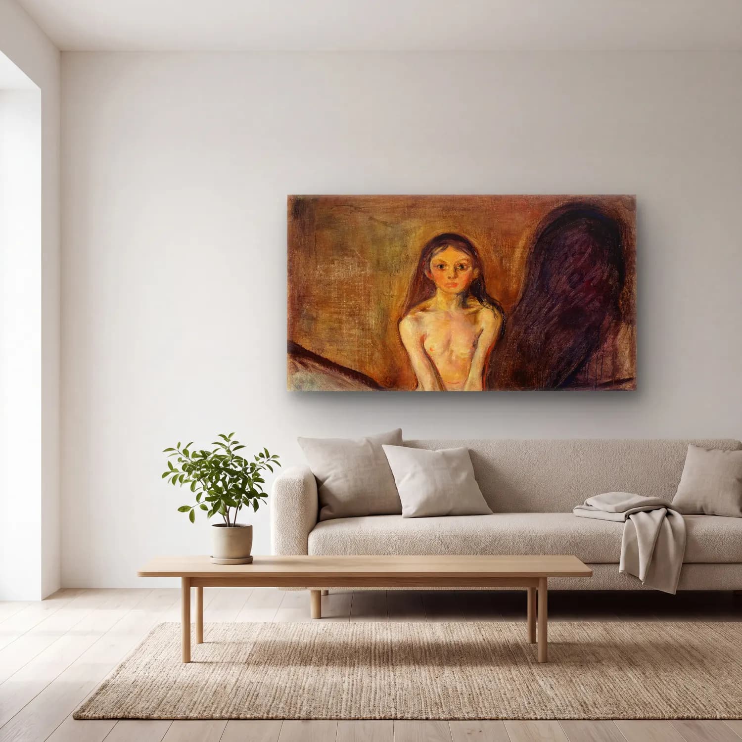 Edvard Munch – Puberty cam tablo — açık renk salonda
