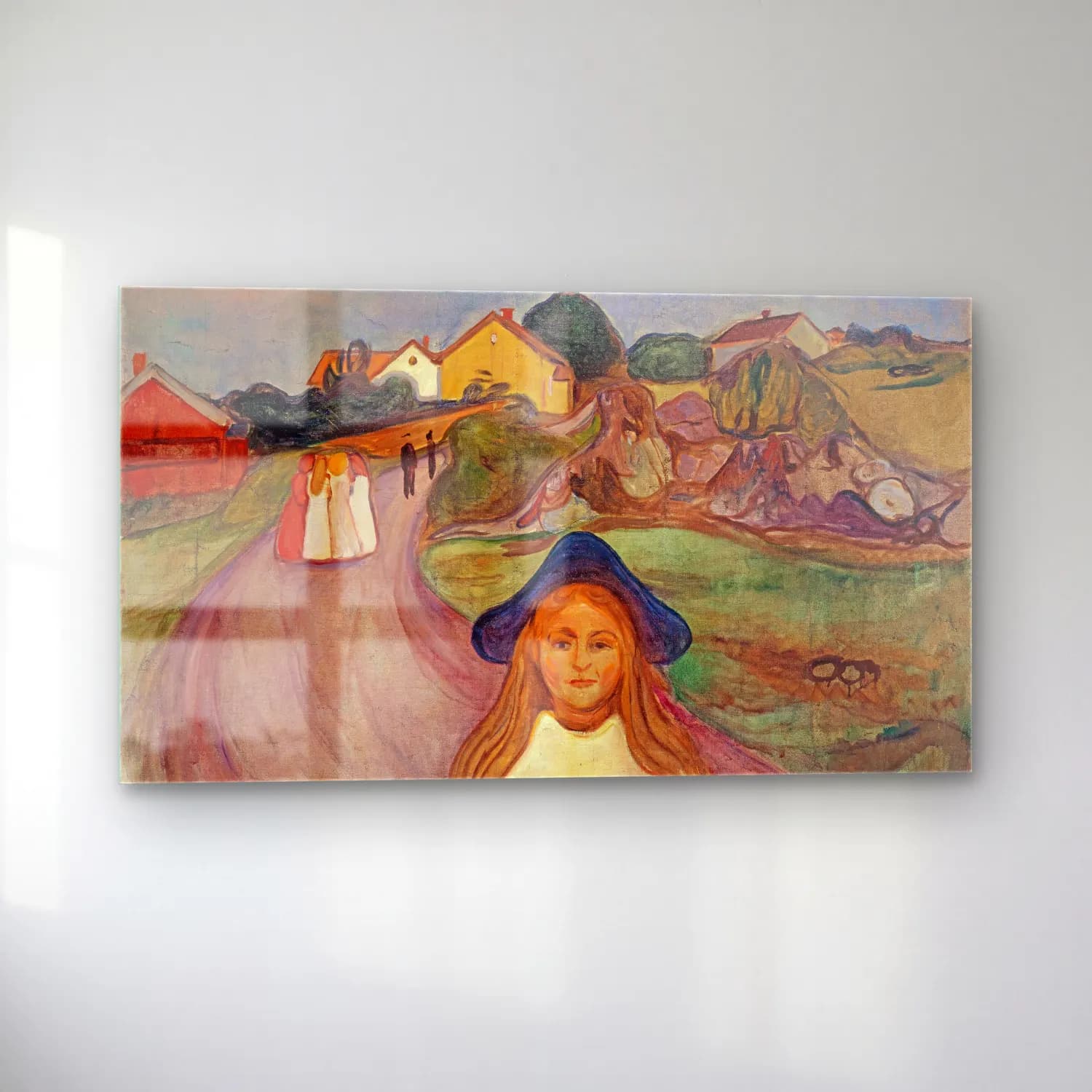 Edvard Munch – Road in Aasgaardstrand cam tablo — sol açıdan görünüm