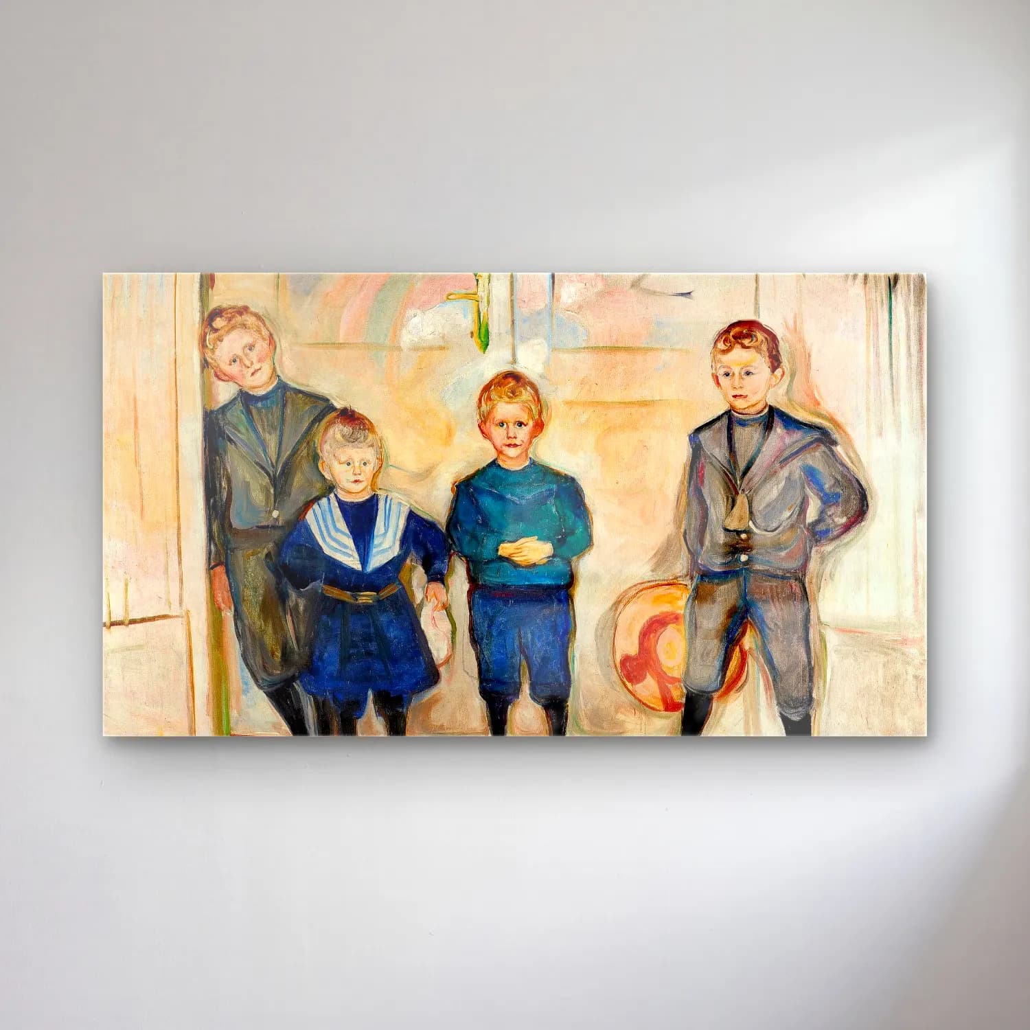 Edvard Munch – Soehne des Dr Linde cam tablo — Edvard Munch – Soehne des Dr Linde — empresyonist sahilde i̇nsanlar