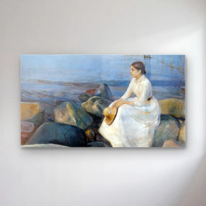 Edvard Munch – Summer night Inger on the beach cam tablo — Edvard Munch – Summer night Inger on the beach — empresyonist kadın portresi