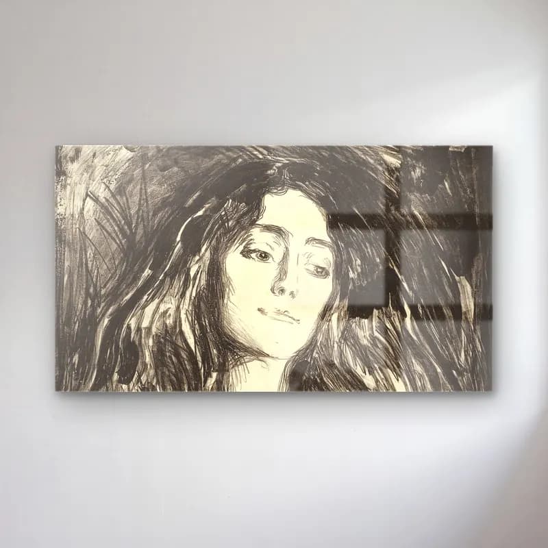 Edvard Munch – The Brooch cam tablo — Edvard Munch – The Brooch — siyah beyaz kadın portresi
