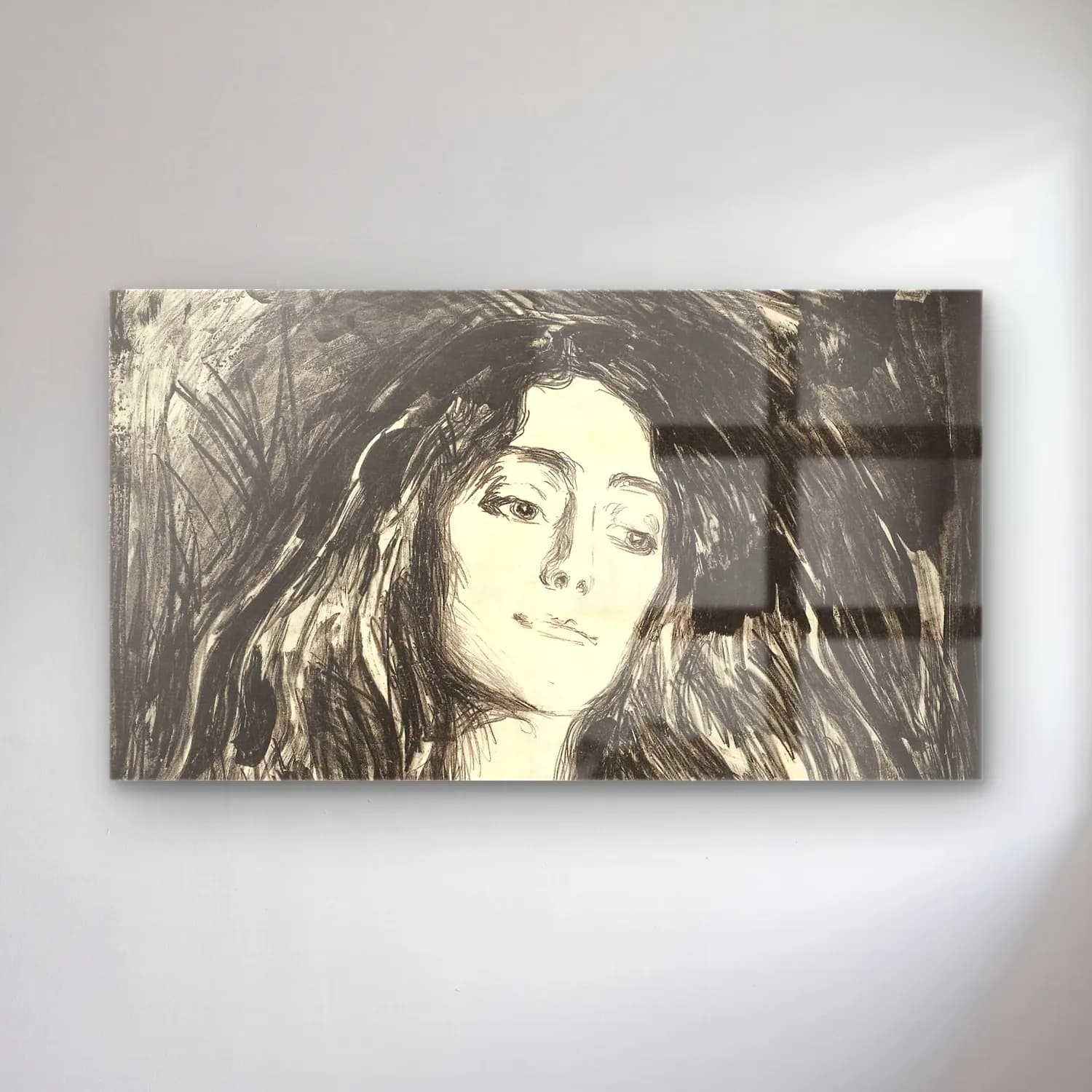 Edvard Munch – The Brooch cam tablo — Edvard Munch – The Brooch — siyah beyaz kadın portresi