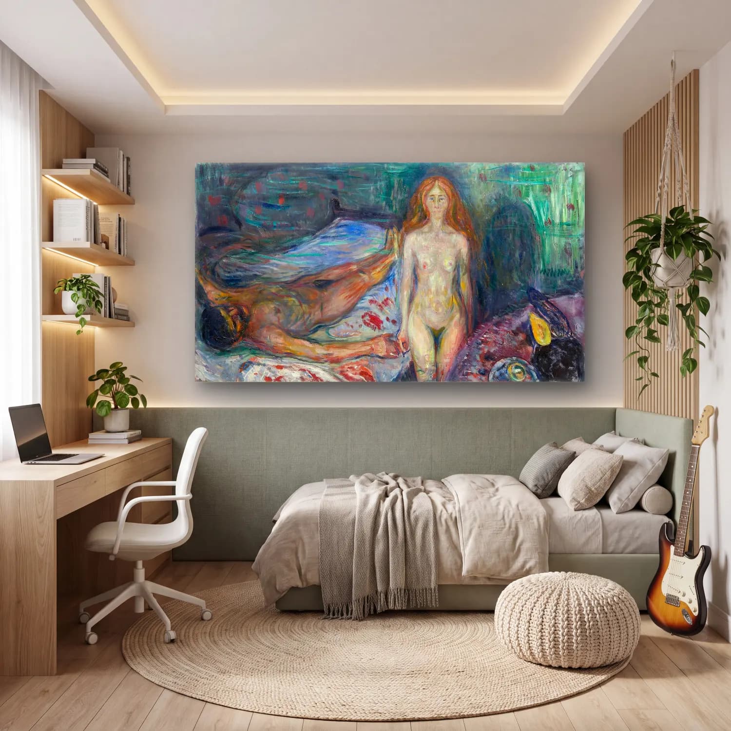 Edvard Munch – The Death of Marat cam tablo — genç odasında