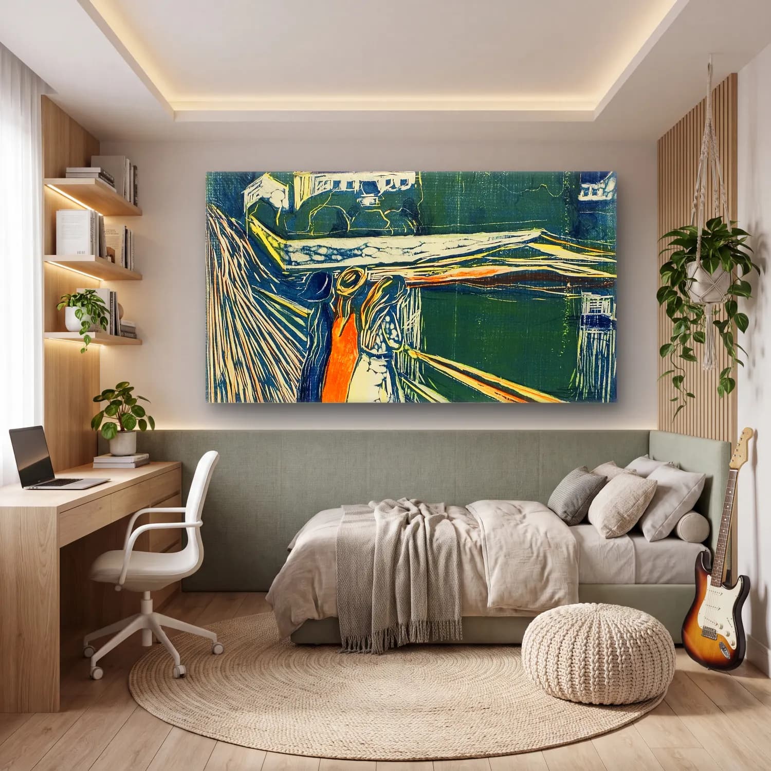 Edvard Munch – The Girls on the Bridge cam tablo — genç odasında