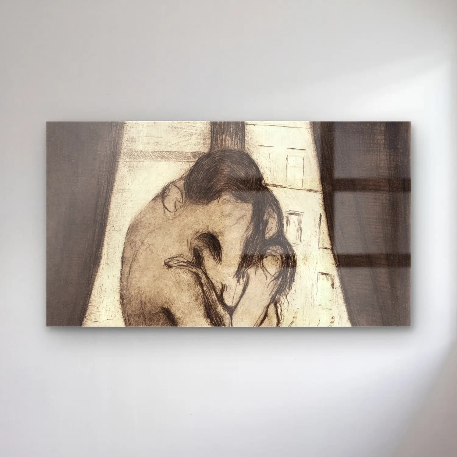 Edvard Munch – The Kiss cam tablo — Edvard Munch – The Kiss — siyah beyaz aşıklar