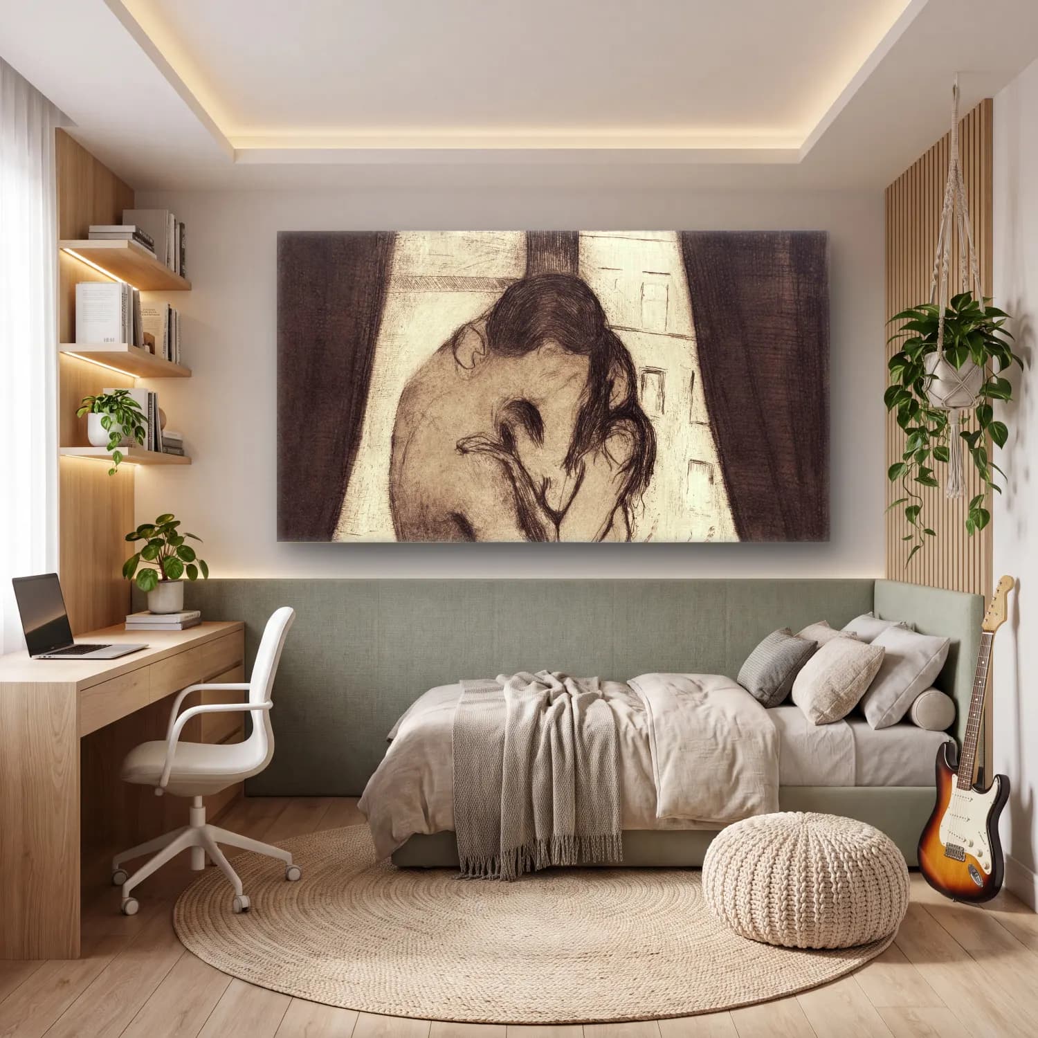 Edvard Munch – The Kiss cam tablo — genç odasında