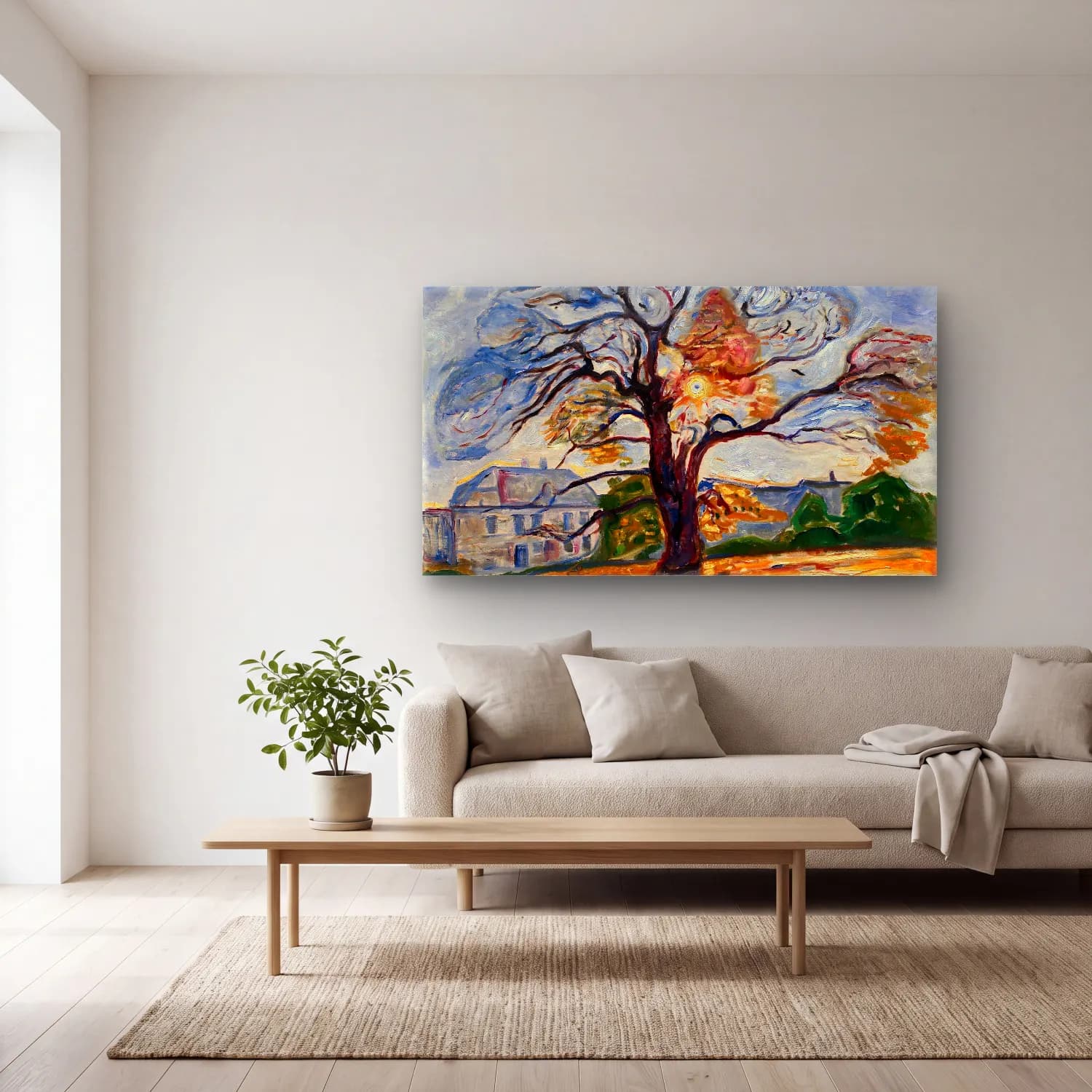 Edvard Munch – The Oak Thielska cam tablo — açık renk salonda