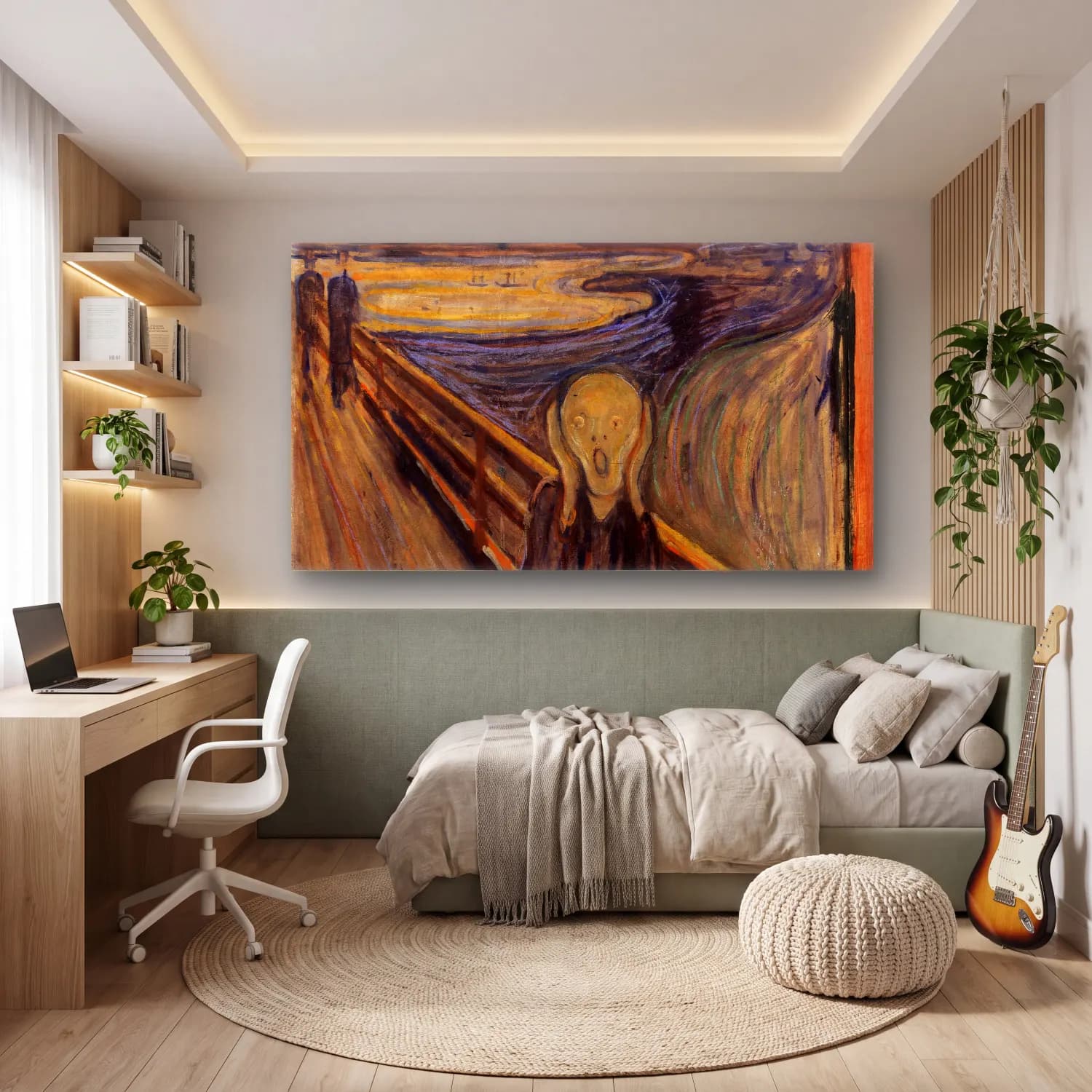 Edvard Munch – The Scream – Sarı Tonlar cam tablo — genç odasında