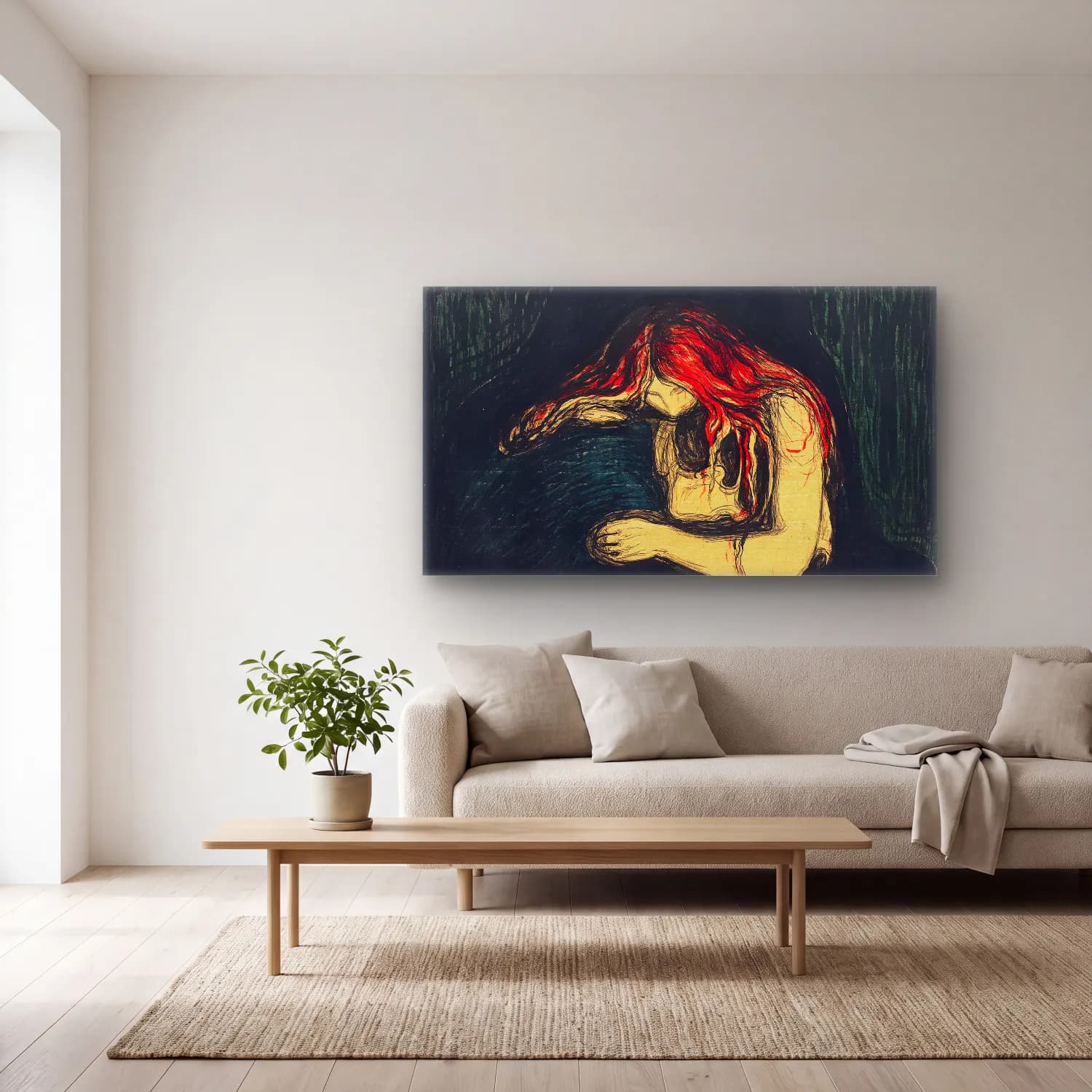 Edvard Munch – The Vampire II cam tablo — açık renk salonda