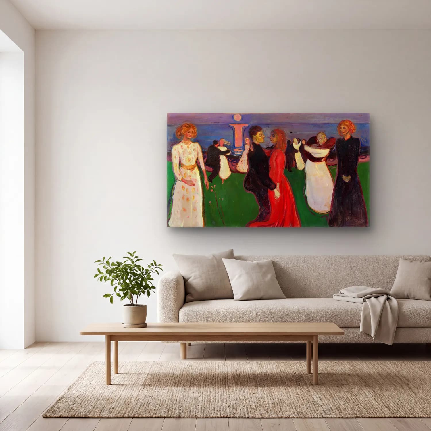 Edvard Munch – The dance of life cam tablo — açık renk salonda