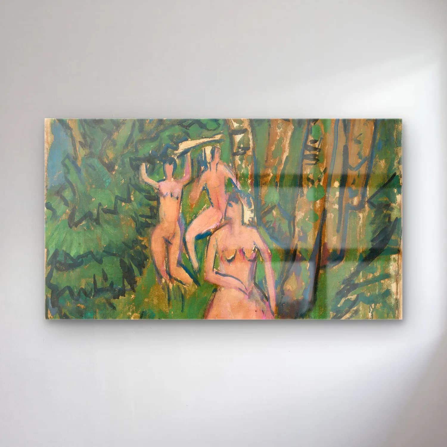 Ernst Ludwig Kirchner – Akte im Wald cam tablo — Ernst Ludwig Kirchner – Akte im Wald — empresyonist figür çalışması