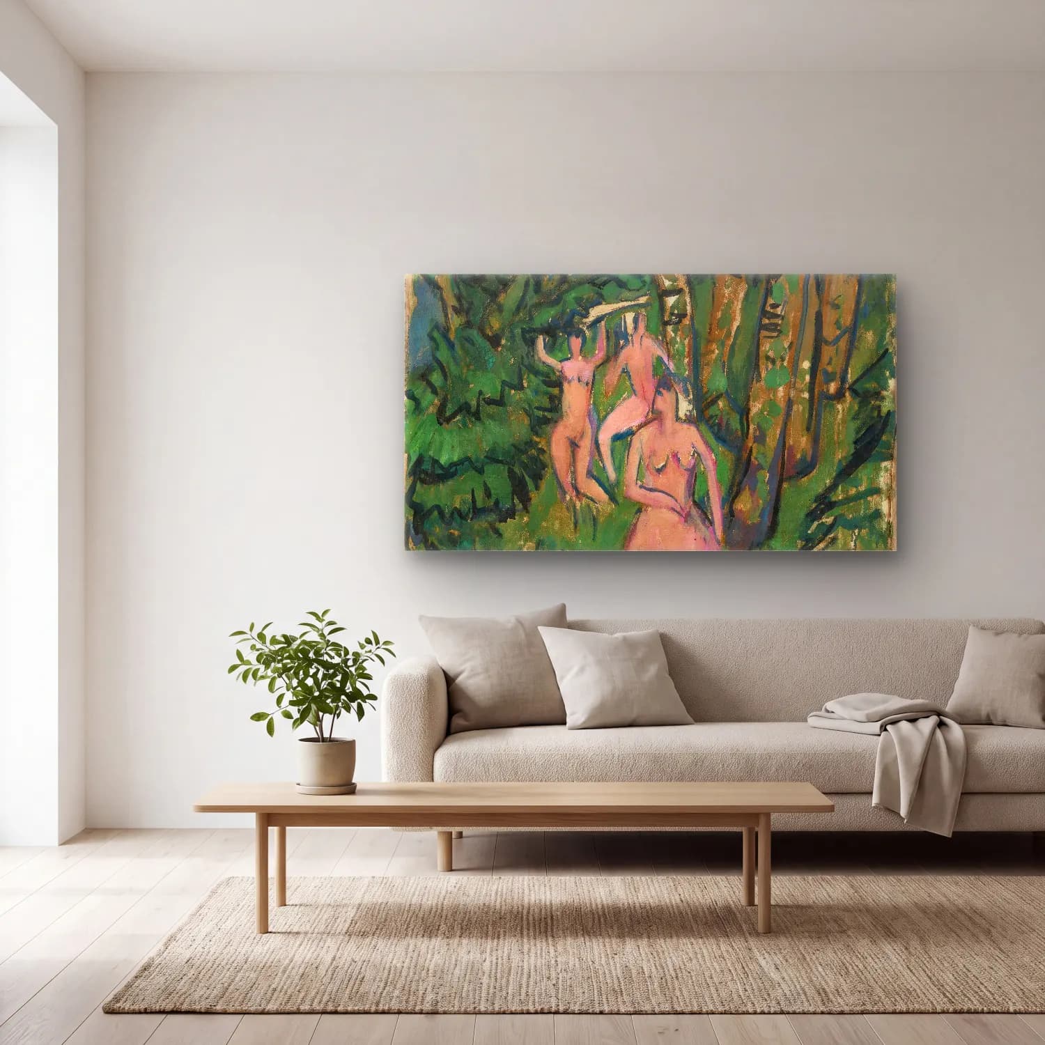 Ernst Ludwig Kirchner – Akte im Wald cam tablo — açık renk salonda