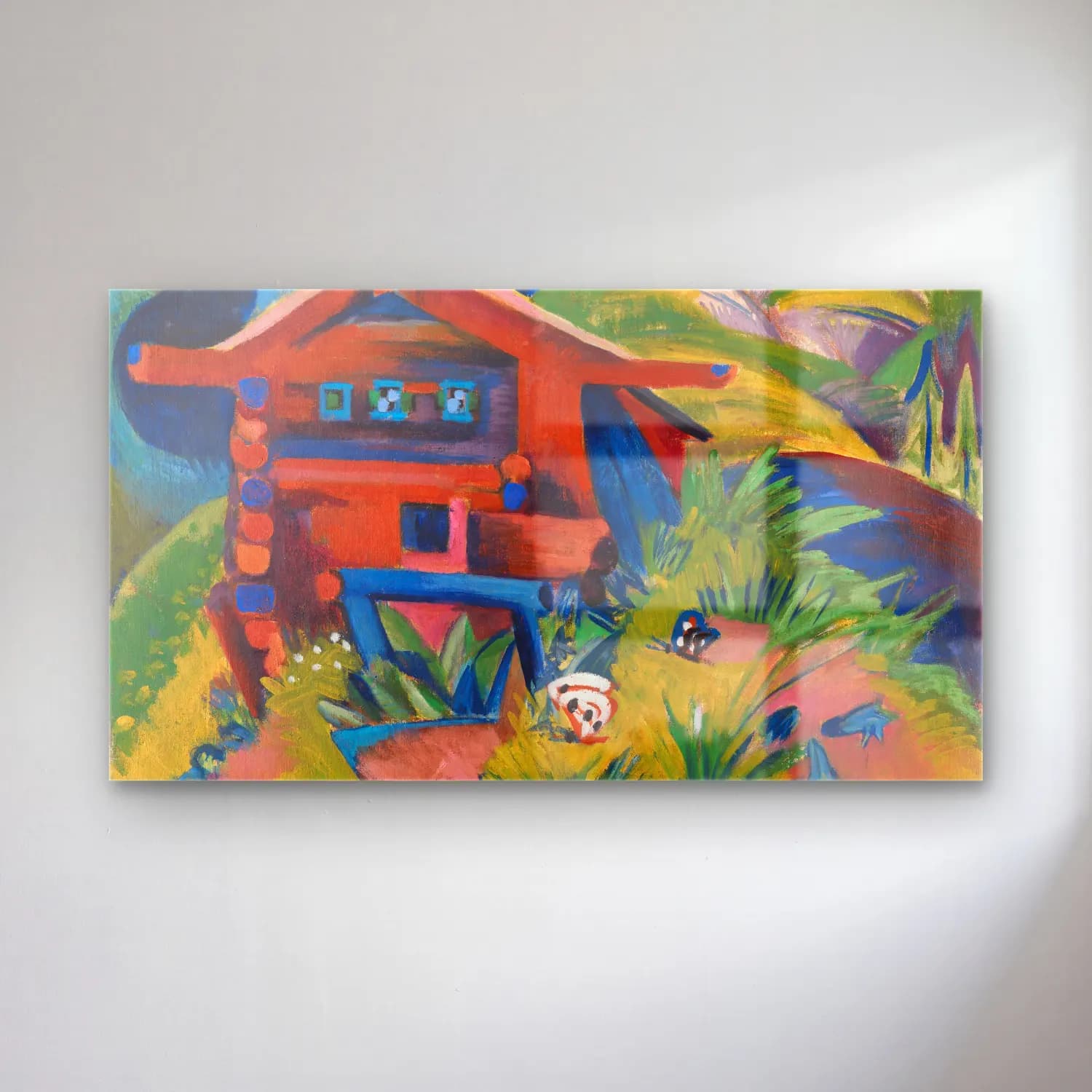 Ernst Ludwig Kirchner – Alphütte cam tablo — Ernst Ludwig Kirchner – Alphütte — modern soyut çiçek bahçesi