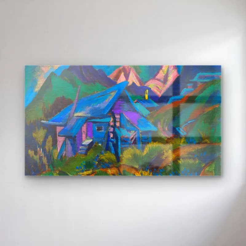 Ernst Ludwig Kirchner – Alphütten und Tinzenhorn cam tablo — Ernst Ludwig Kirchner – Alphütten und Tinzenhorn — yağlı boya renk alanları