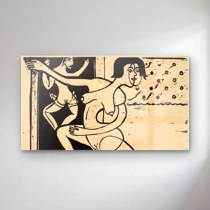 Ernst Ludwig Kirchner – Dancer Practicing cam tablo — Ernst Ludwig Kirchner – Dancer Practicing — siyah beyaz figür çalışması