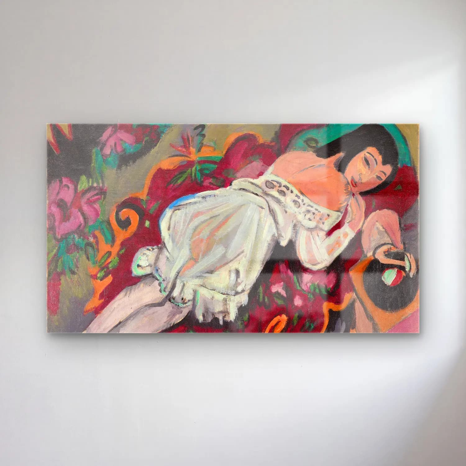 Ernst Ludwig Kirchner – Girl in White Chemise cam tablo — Ernst Ludwig Kirchner – Girl in White Chemise — empresyonist elbiseli kadın