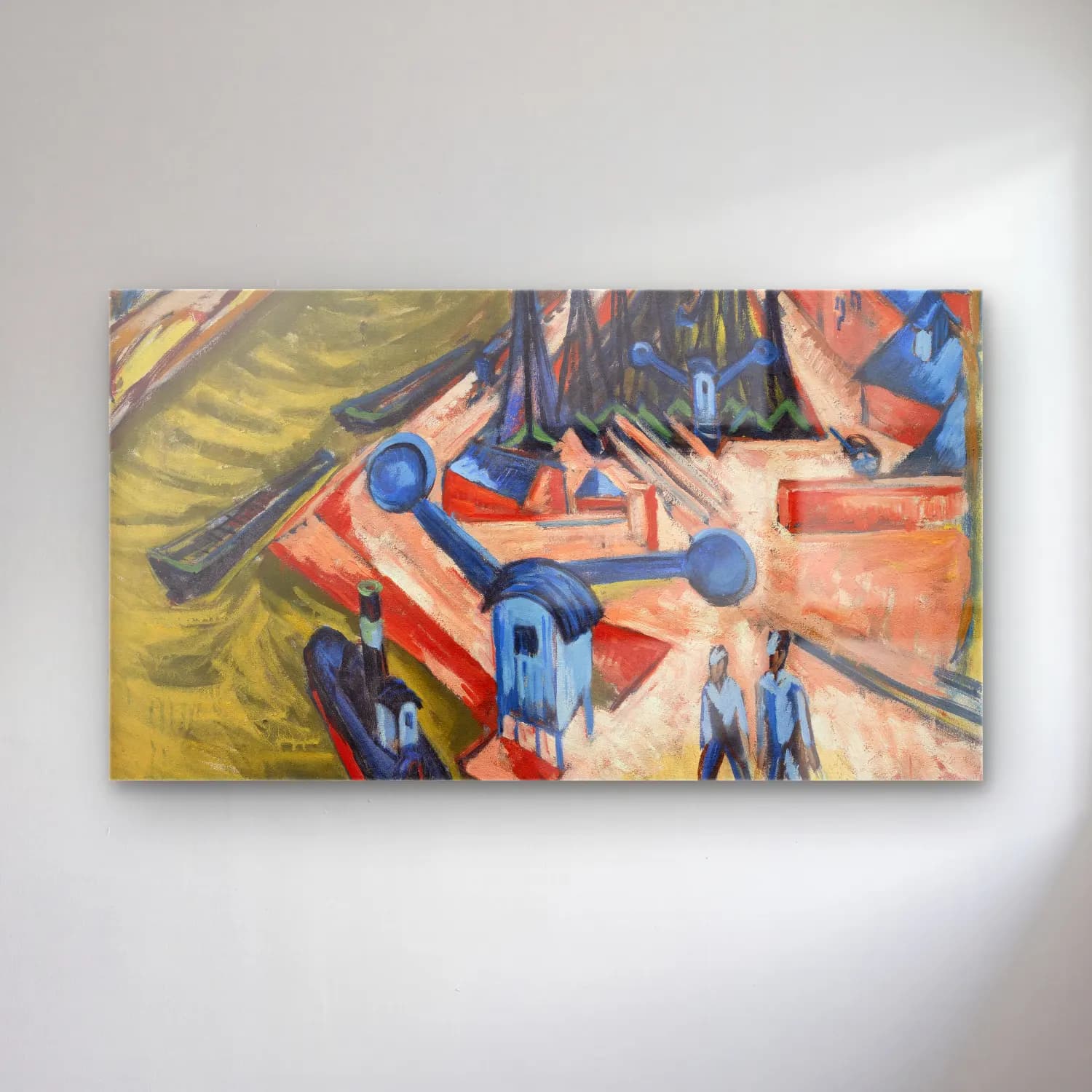 Ernst Ludwig Kirchner – Längmatte bei Monduntergang cam tablo — Ernst Ludwig Kirchner – Längmatte bei Monduntergang — modern soyut soyut manzara