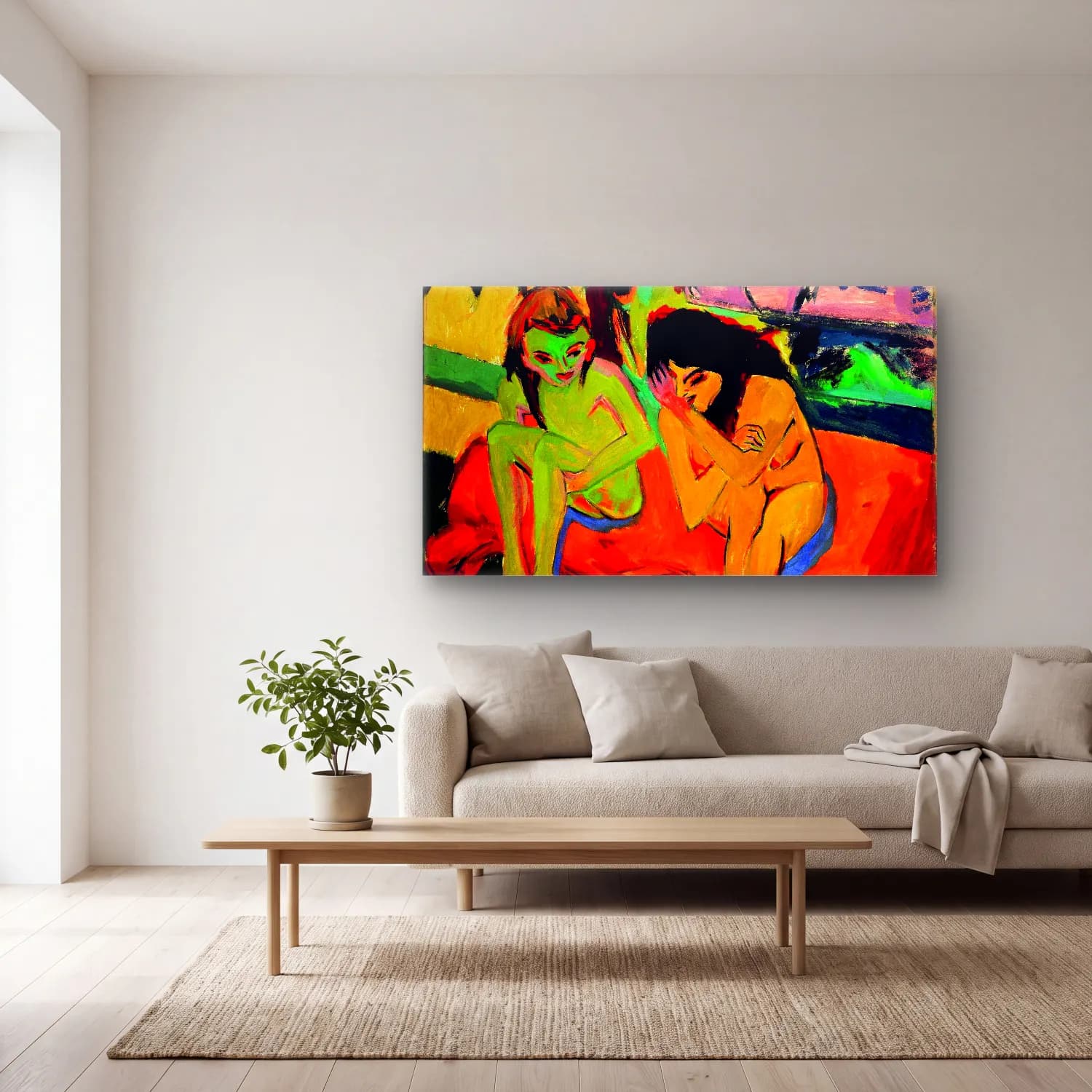 Ernst Ludwig Kirchner – Nackte Mädchen unterhalten sich cam tablo — açık renk salonda