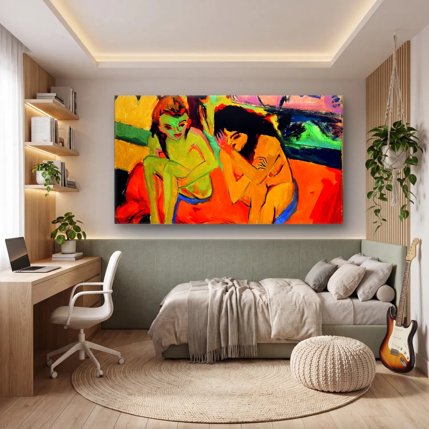 Ernst Ludwig Kirchner – Nackte Mädchen unterhalten sich cam tablo — genç odasında