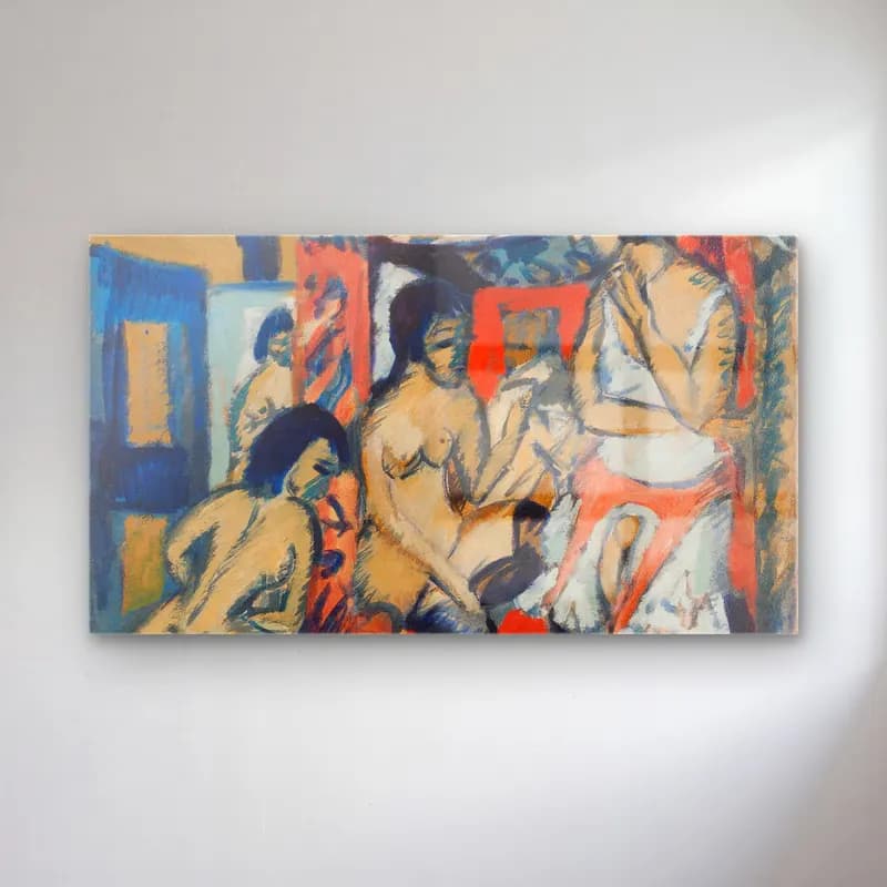 Ernst Ludwig Kirchner – Nudes in Studio cam tablo — Ernst Ludwig Kirchner – Nudes in Studio — modern soyut figür çalışması