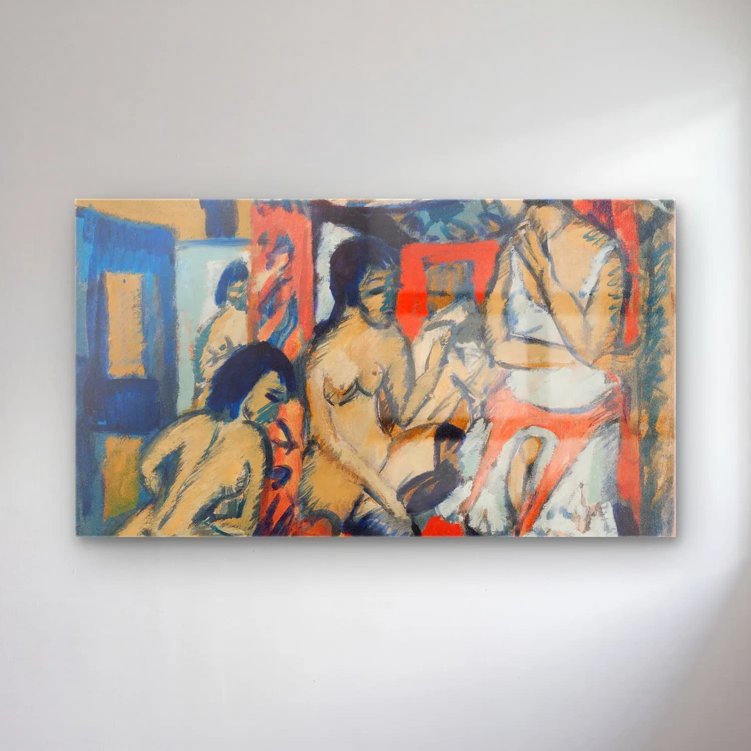 Ernst Ludwig Kirchner – Nudes in Studio cam tablo — Ernst Ludwig Kirchner – Nudes in Studio — modern soyut figür çalışması