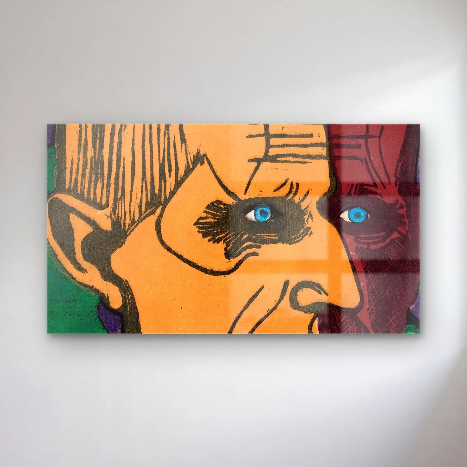 Ernst Ludwig Kirchner – Portrait of Dr. Bauer cam tablo — Ernst Ludwig Kirchner – Portrait of Dr. Bauer — vintage soyut yüz