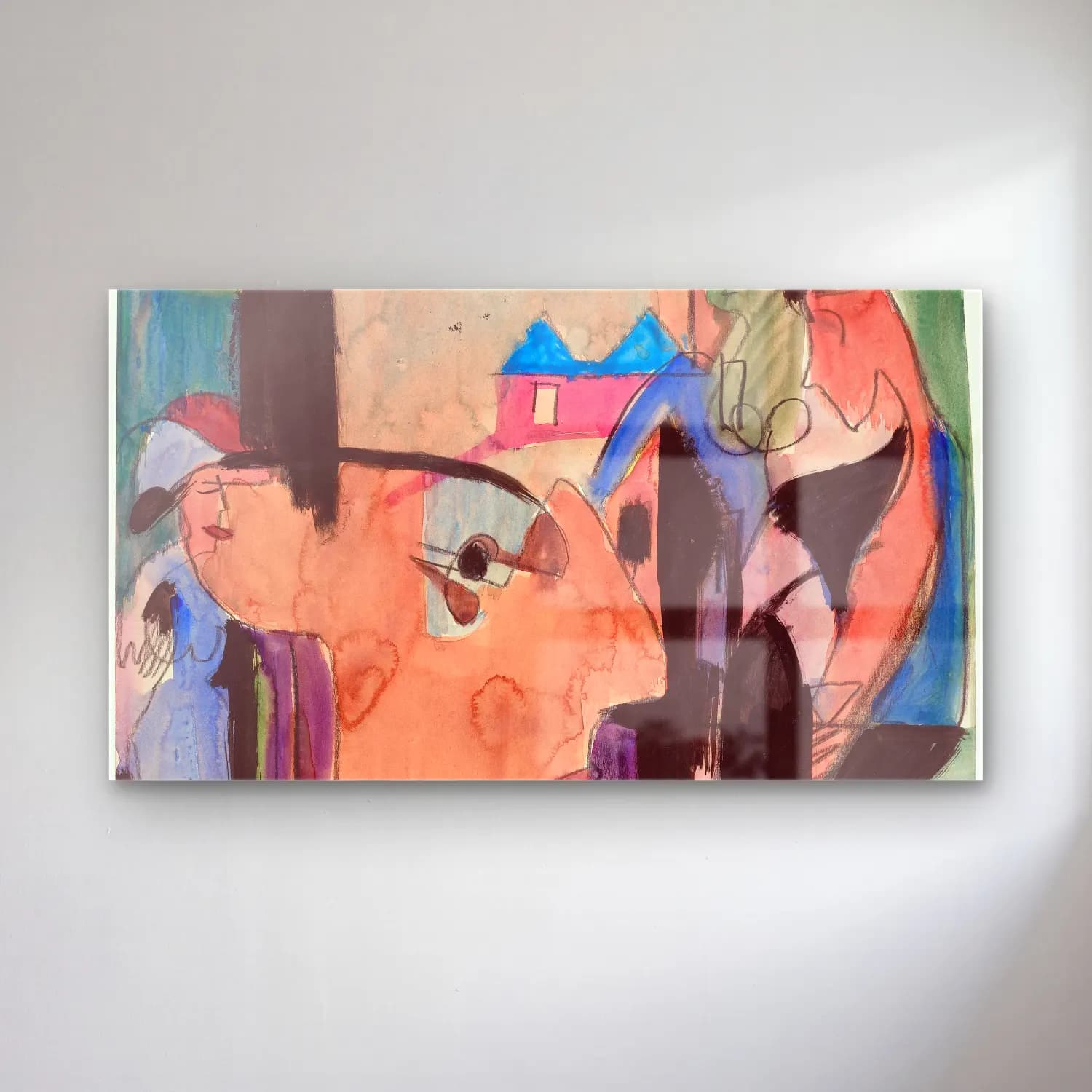 Ernst Ludwig Kirchner – Self-Portrait cam tablo — Ernst Ludwig Kirchner – Self-Portrait — suluboya soyut yüz