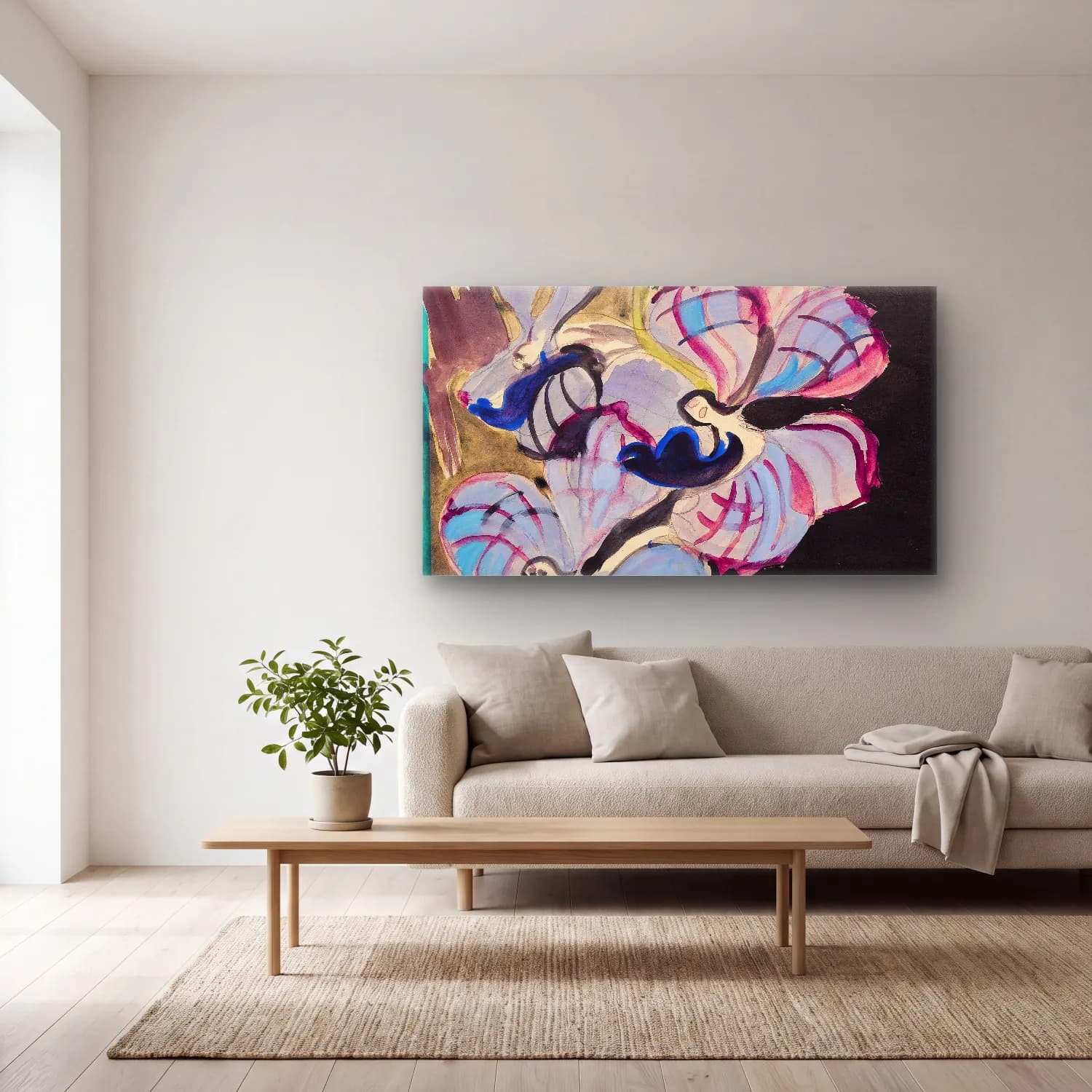 Ernst Ludwig Kirchner – Stillleben mit Orchideen (Tanzende Traumwesen) cam tablo — açık renk salonda