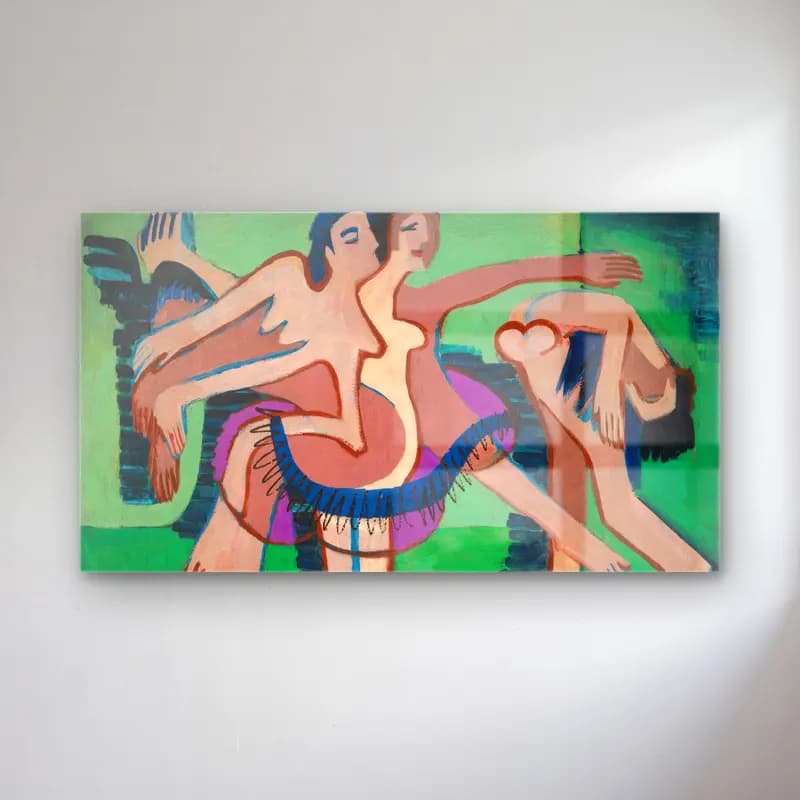 Ernst Ludwig Kirchner – Tanzgruppe (Dance Group) cam tablo — Ernst Ludwig Kirchner – Tanzgruppe (Dance Group) — modern soyut dansçılar
