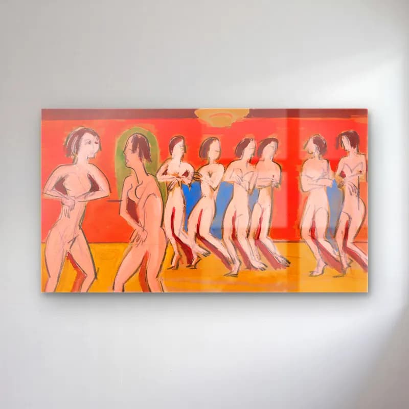 Ernst Ludwig Kirchner – Tanzschule Wigman cam tablo — Ernst Ludwig Kirchner – Tanzschule Wigman — modern soyut dansçılar