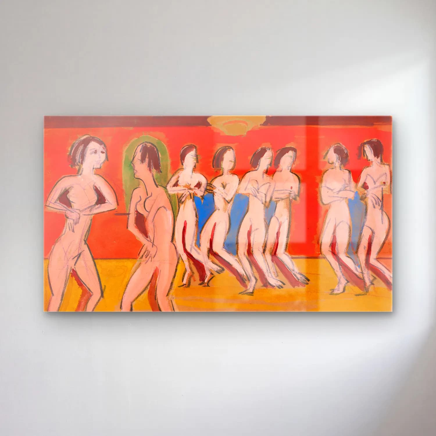 Ernst Ludwig Kirchner – Tanzschule Wigman cam tablo — Ernst Ludwig Kirchner – Tanzschule Wigman — modern soyut dansçılar