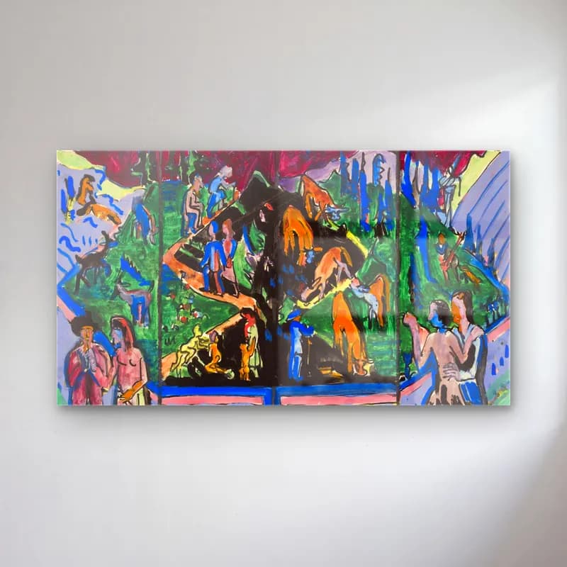 Ernst Ludwig Kirchner – The Life (Hagemann Design) cam tablo — Ernst Ludwig Kirchner – The Life (Hagemann Design) — modern soyut mitolojik sahne