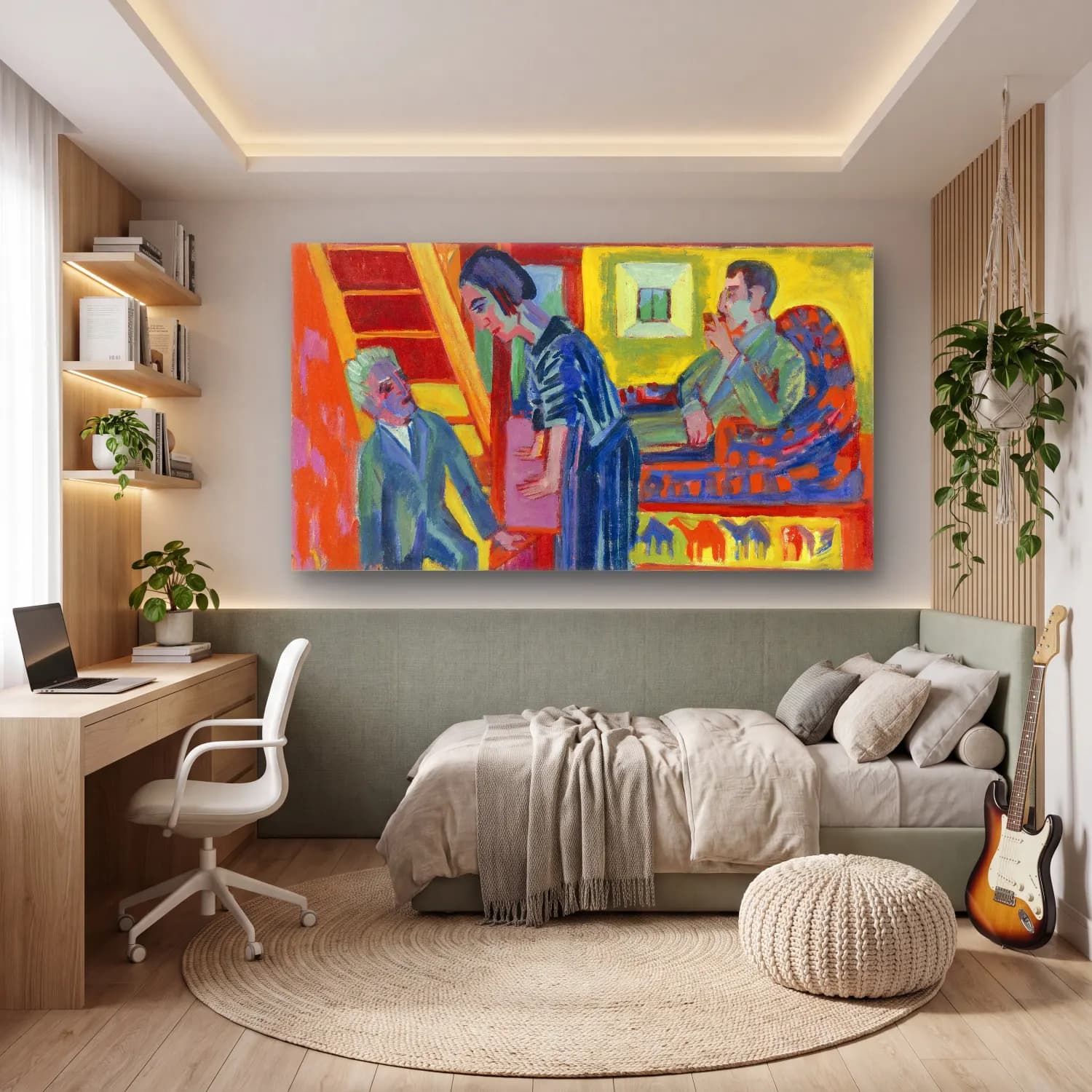 Ernst Ludwig Kirchner – The Visit – Couple and Newcomer cam tablo — genç odasında