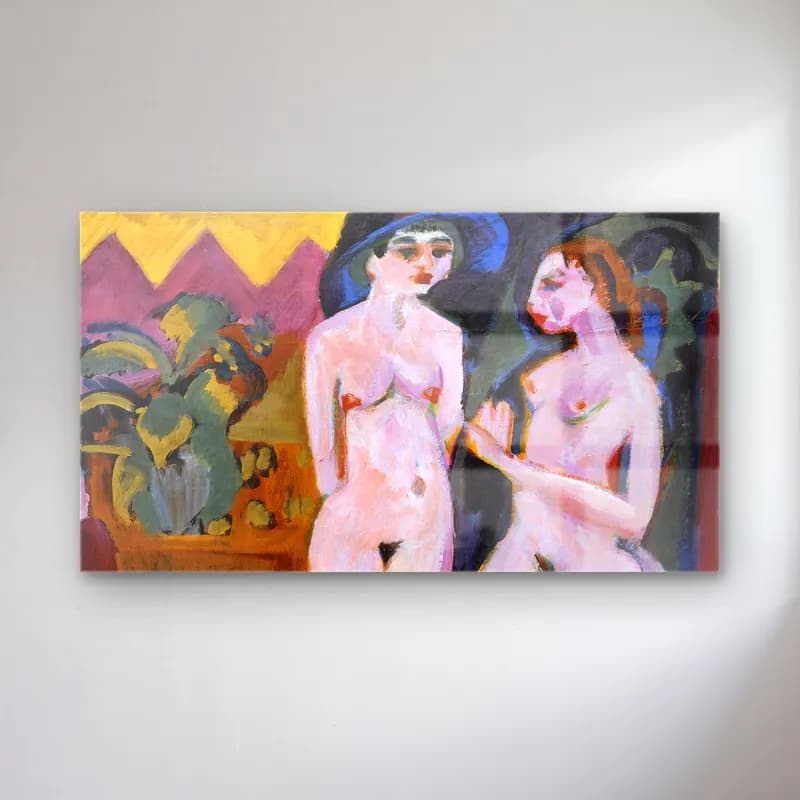 Ernst Ludwig Kirchner – Two Nudes in a Room cam tablo — Ernst Ludwig Kirchner – Two Nudes in a Room — empresyonist figür çalışması