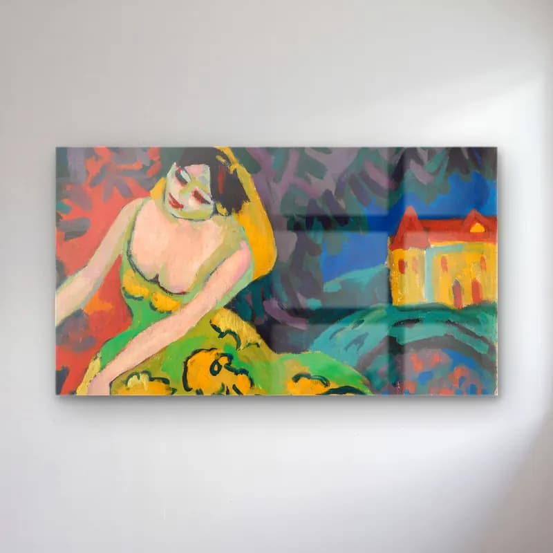 Ernst Ludwig Kirchner – Varietétänzerin (ca 1910) cam tablo — Ernst Ludwig Kirchner – Varietétänzerin (ca 1910) — empresyonist figür çalışması