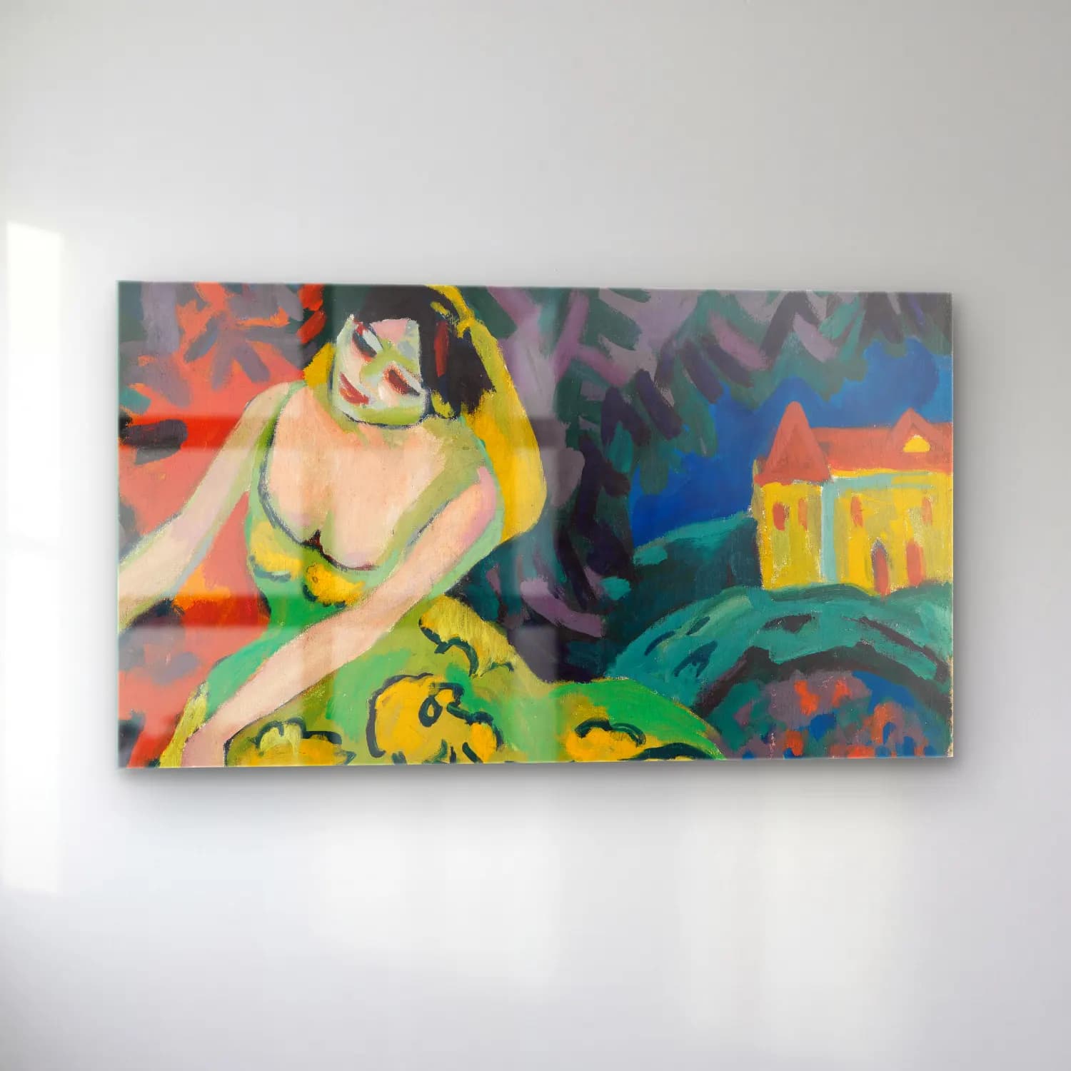 Ernst Ludwig Kirchner – Varietétänzerin (ca 1910) cam tablo — sol açıdan görünüm