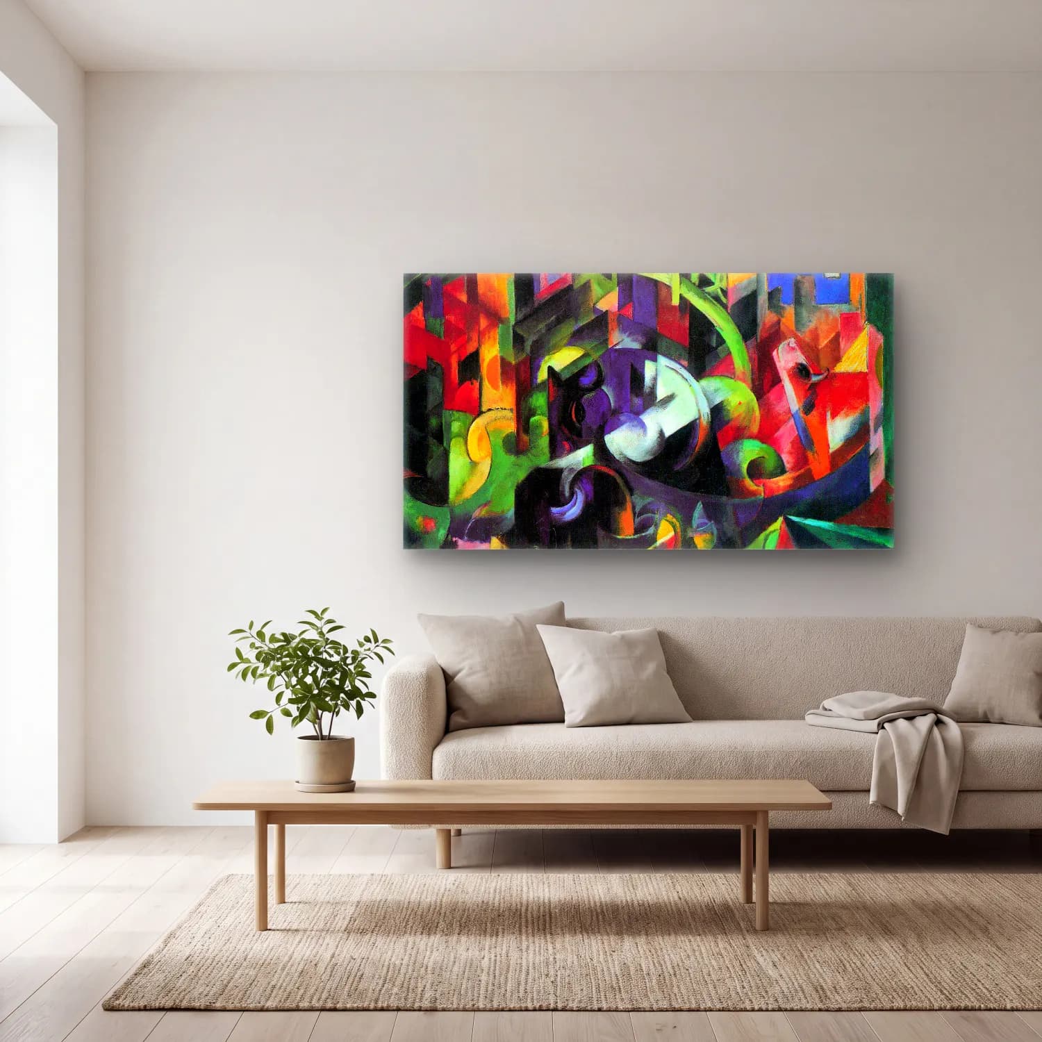 Franz Marc – Abstract with cattle cam tablo — açık renk salonda