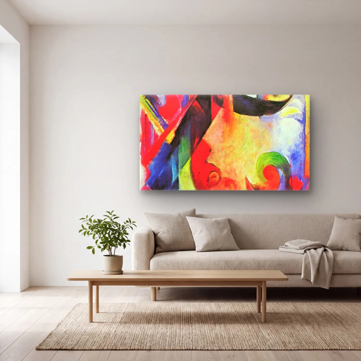 Franz Marc – Broken Forms cam tablo — açık renk salonda