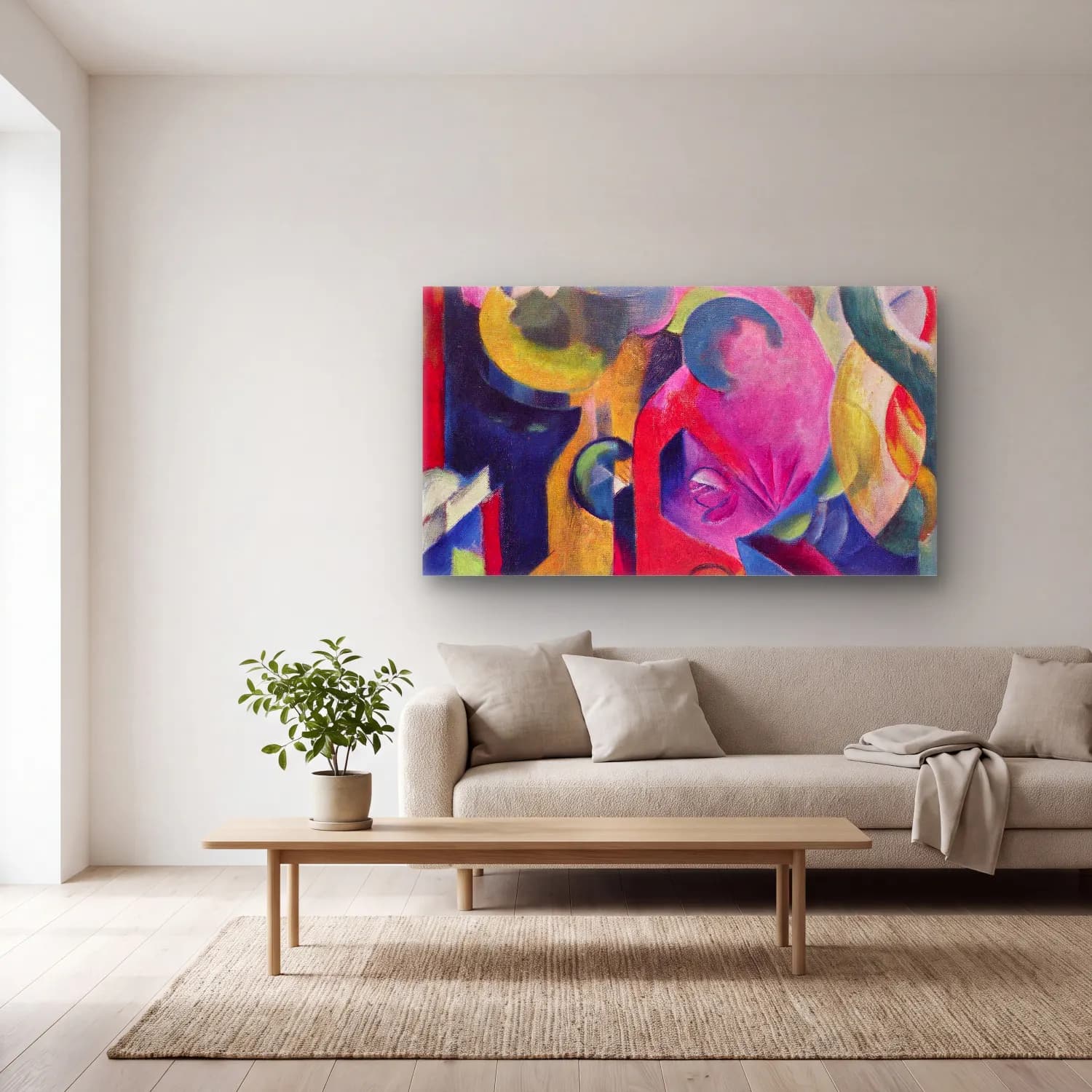 Franz Marc – Composition III cam tablo — açık renk salonda
