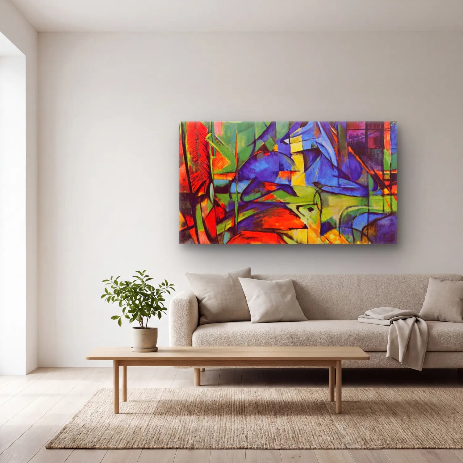 Franz Marc – Deer in Forest cam tablo — açık renk salonda