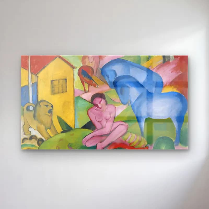 Franz Marc – Der Traum - Google Art Project cam tablo — Franz Marc – Der Traum - Google Art Project — modern soyut figür çalışması