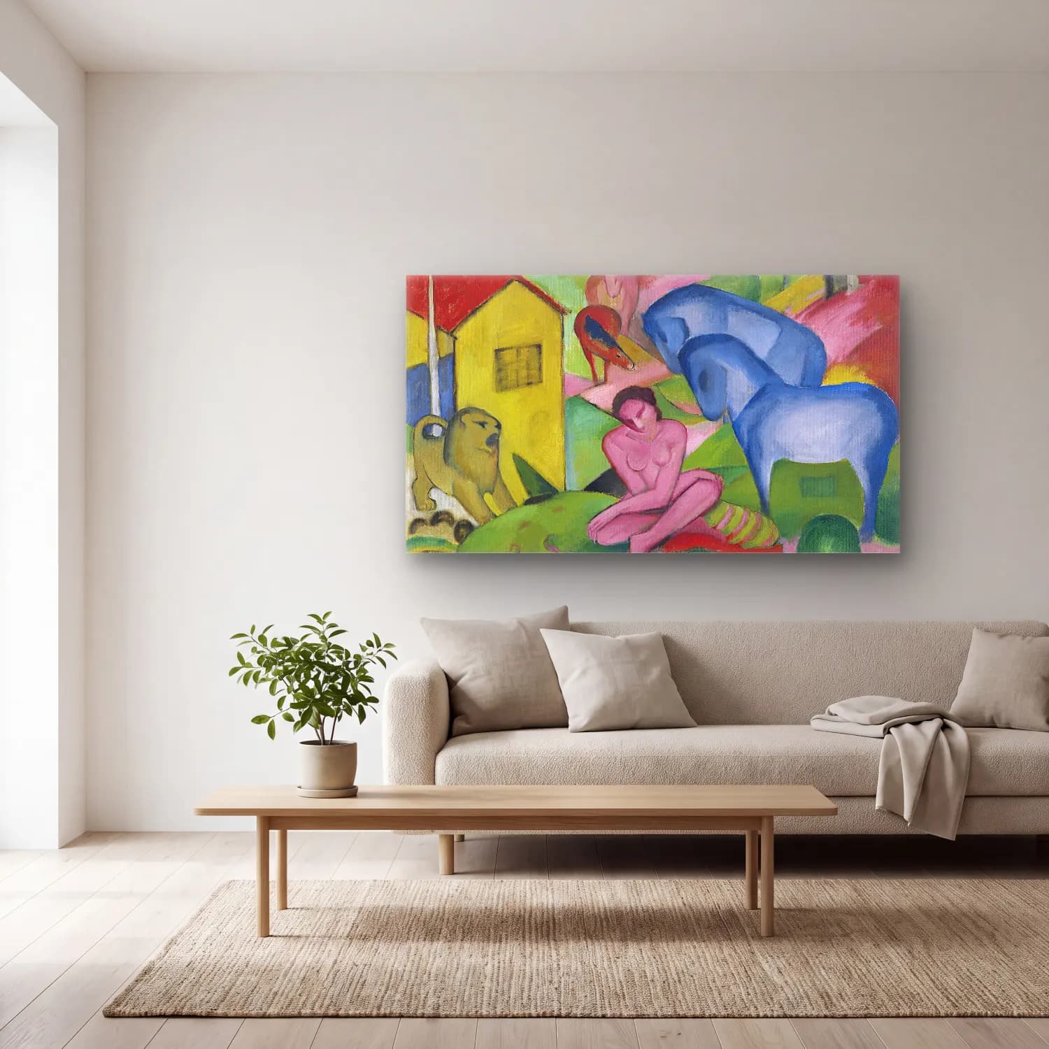 Franz Marc – Der Traum - Google Art Project cam tablo — açık renk salonda