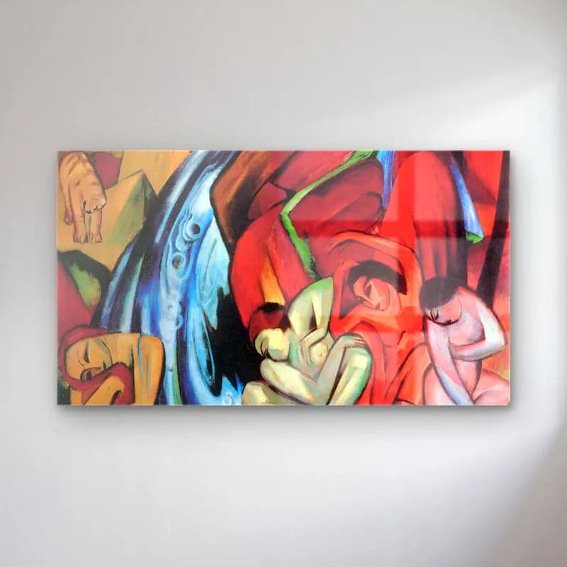 Franz Marc – Der Wasserfall cam tablo — Franz Marc – Der Wasserfall — modern soyut aşıklar