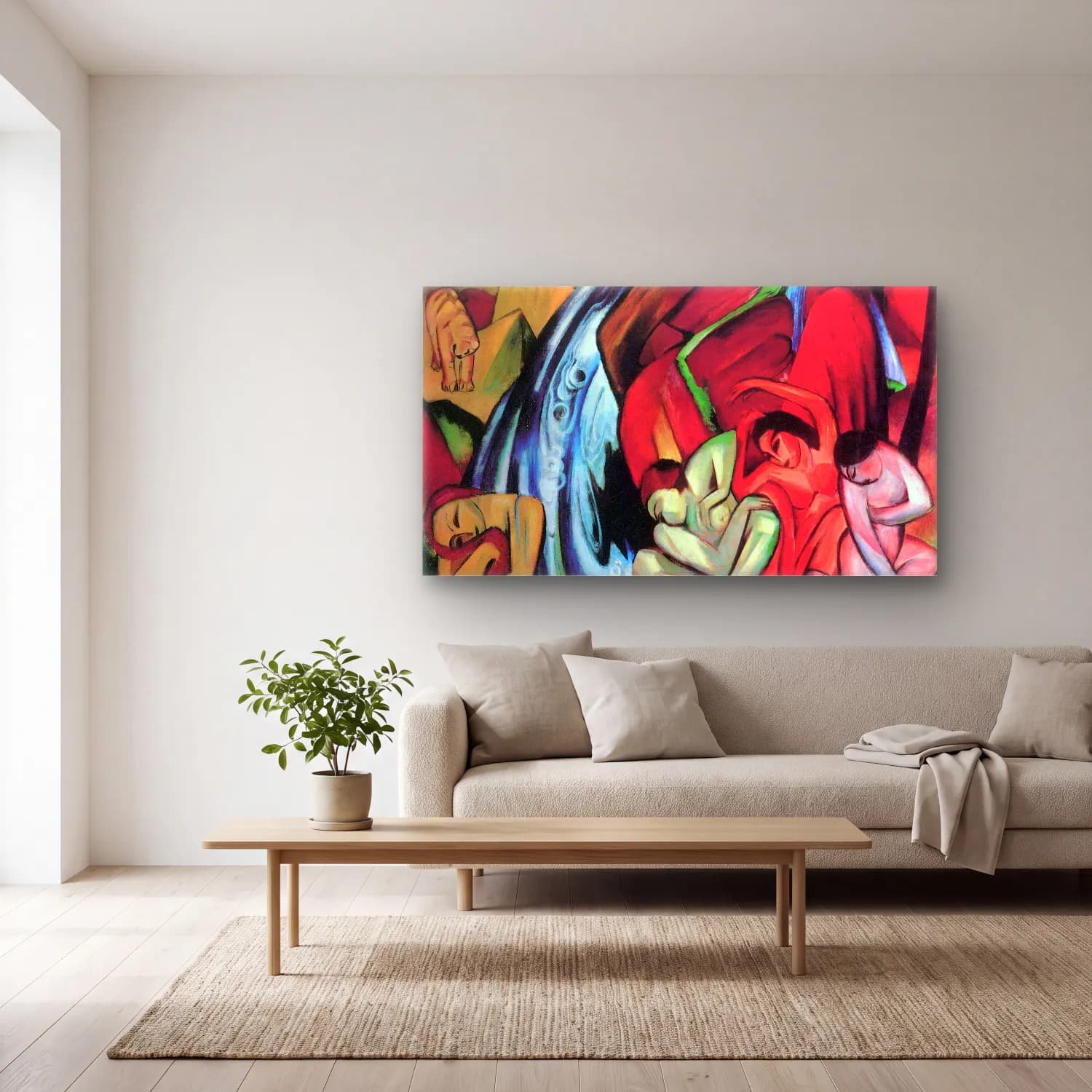 Franz Marc – Der Wasserfall cam tablo — açık renk salonda