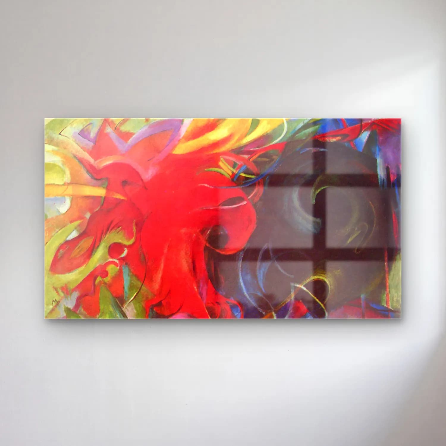 Franz Marc – Fighting forms cam tablo — Franz Marc – Fighting forms — modern soyut horoz